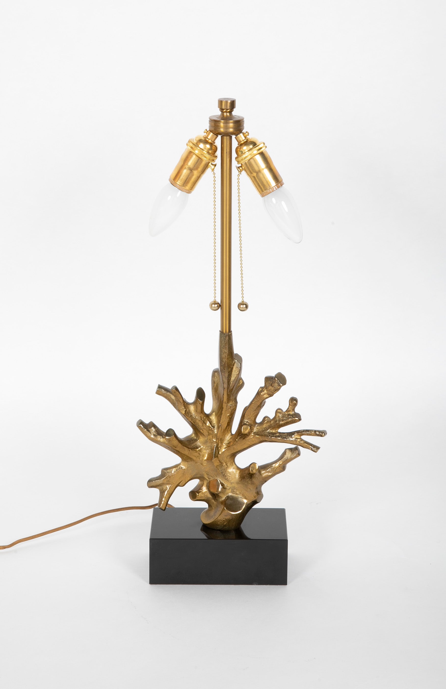 A Gilt Bronze Coral Form Lamp on Marble Base - Two Available - Priced Individually