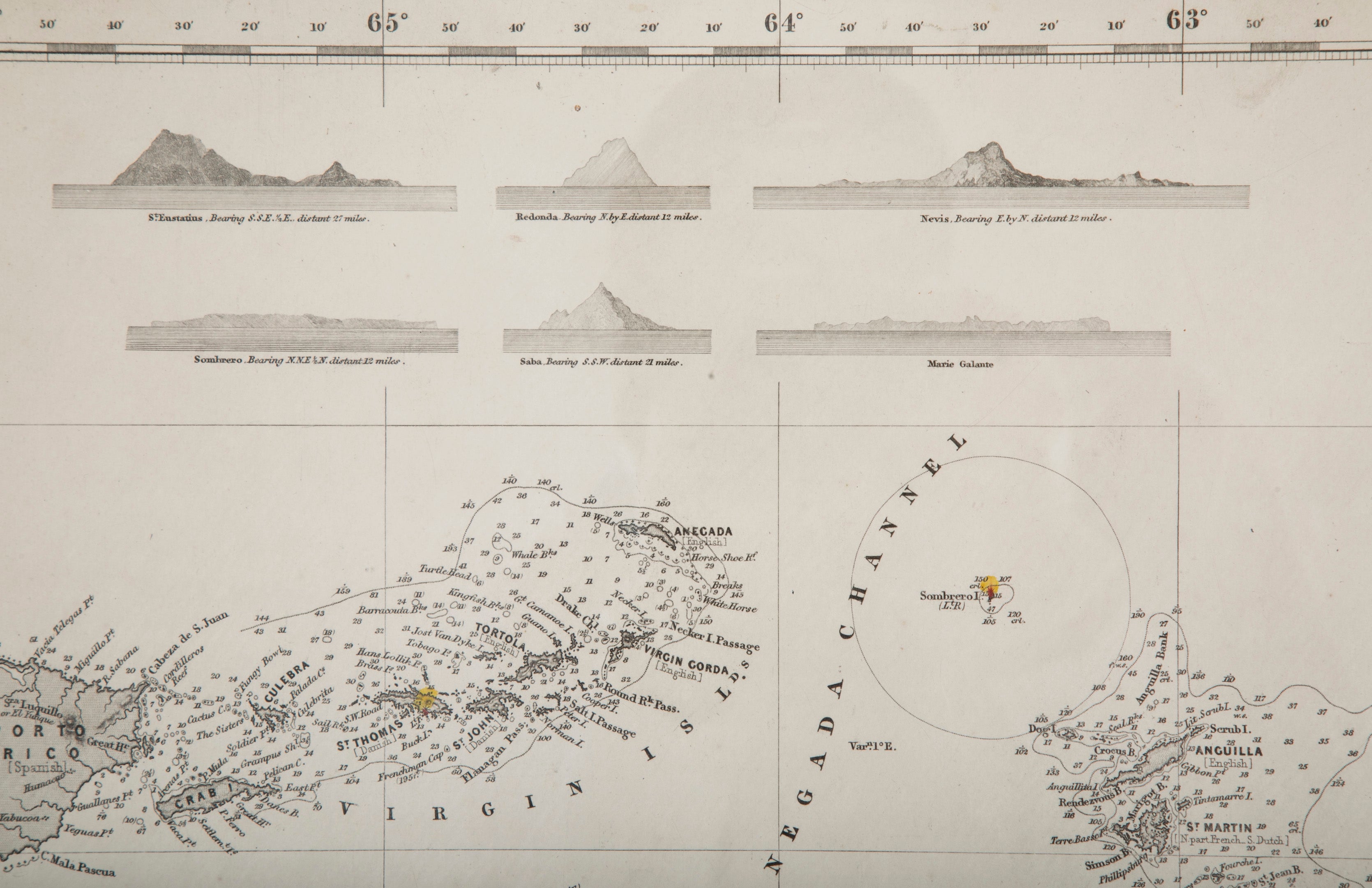 Rare Chart of the Caribbean Islands Published by James Imray & Son, London, 1866
