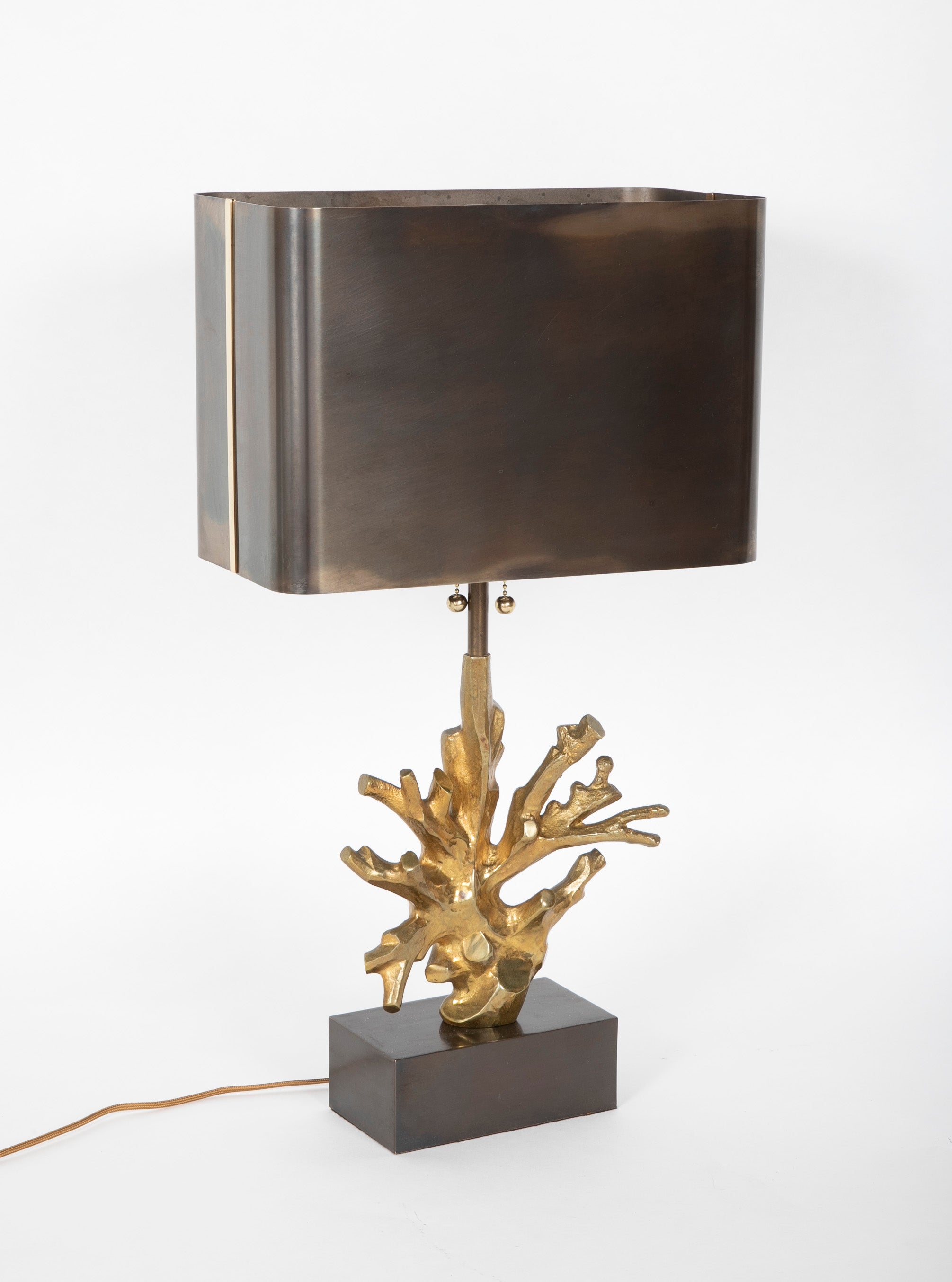 A Gilt Bronze Coral Form Lamp on Marble Base - Two Available - Priced Individually
