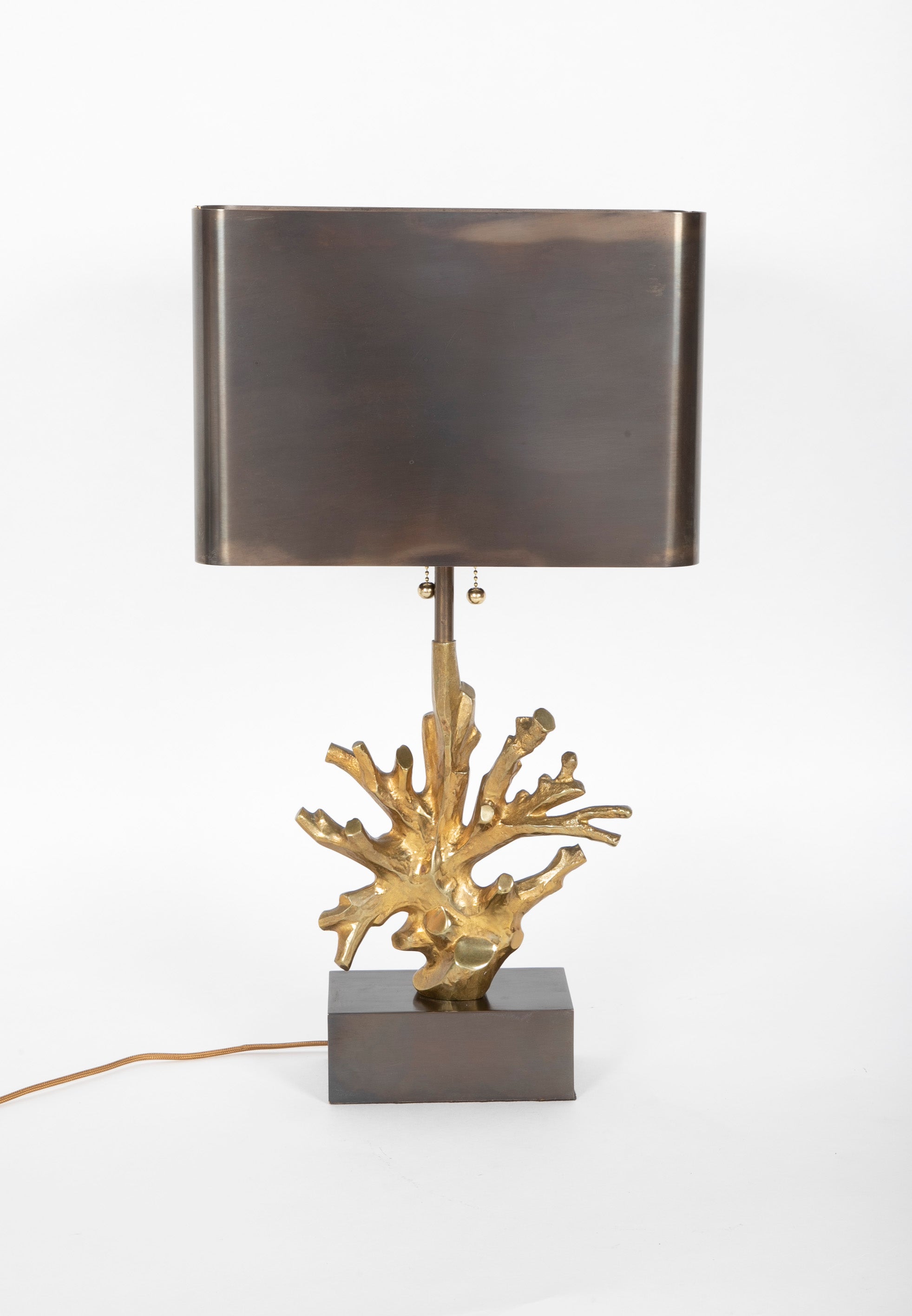 A Gilt Bronze Coral Form Lamp on Marble Base - Two Available - Priced Individually