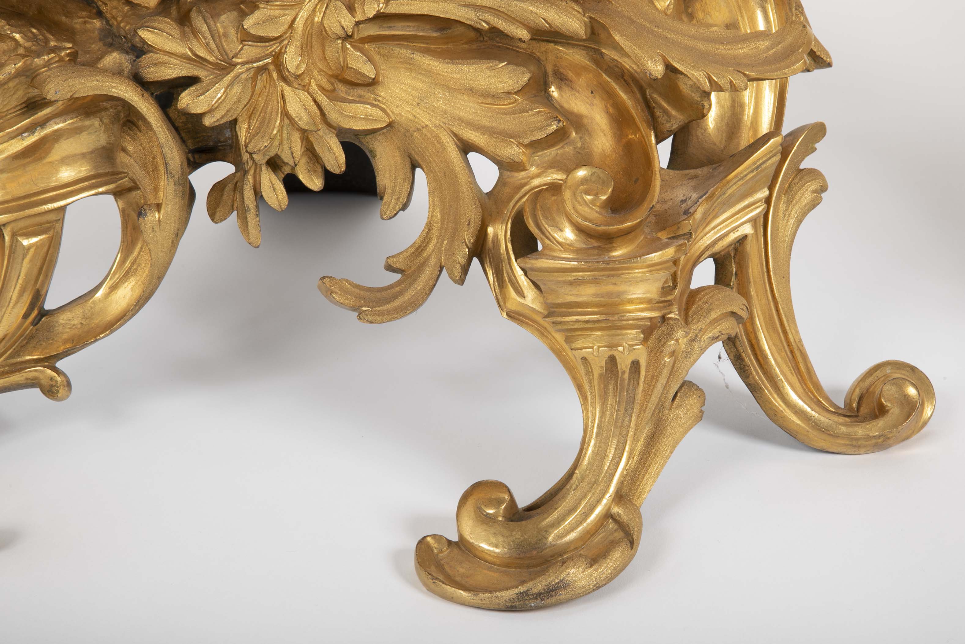 Fabulous Pair of 19th Century Louis XV Style D'ore Bronze Chenets/Andirons