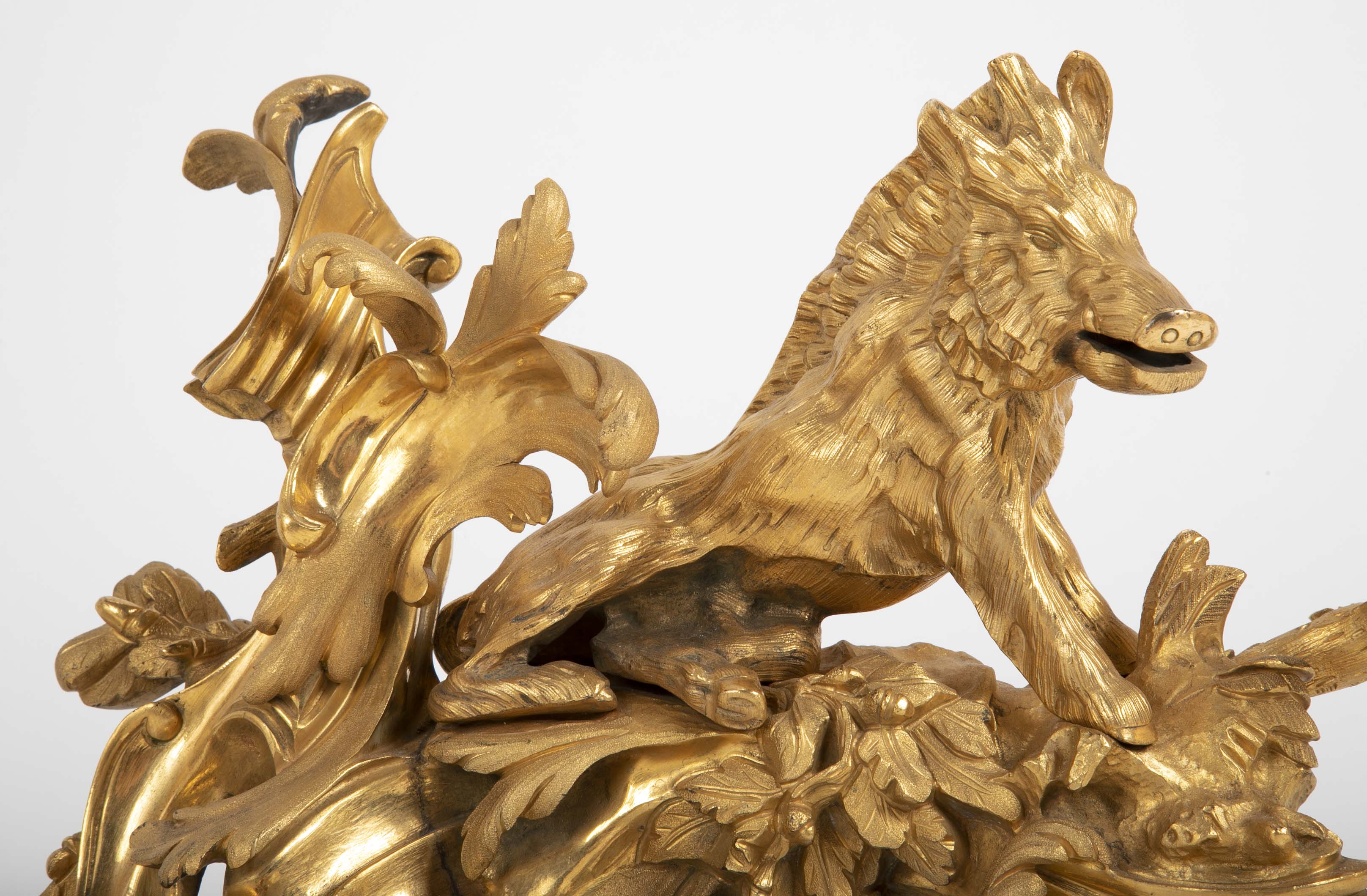 Fabulous Pair of 19th Century Louis XV Style D'ore Bronze Chenets/Andirons