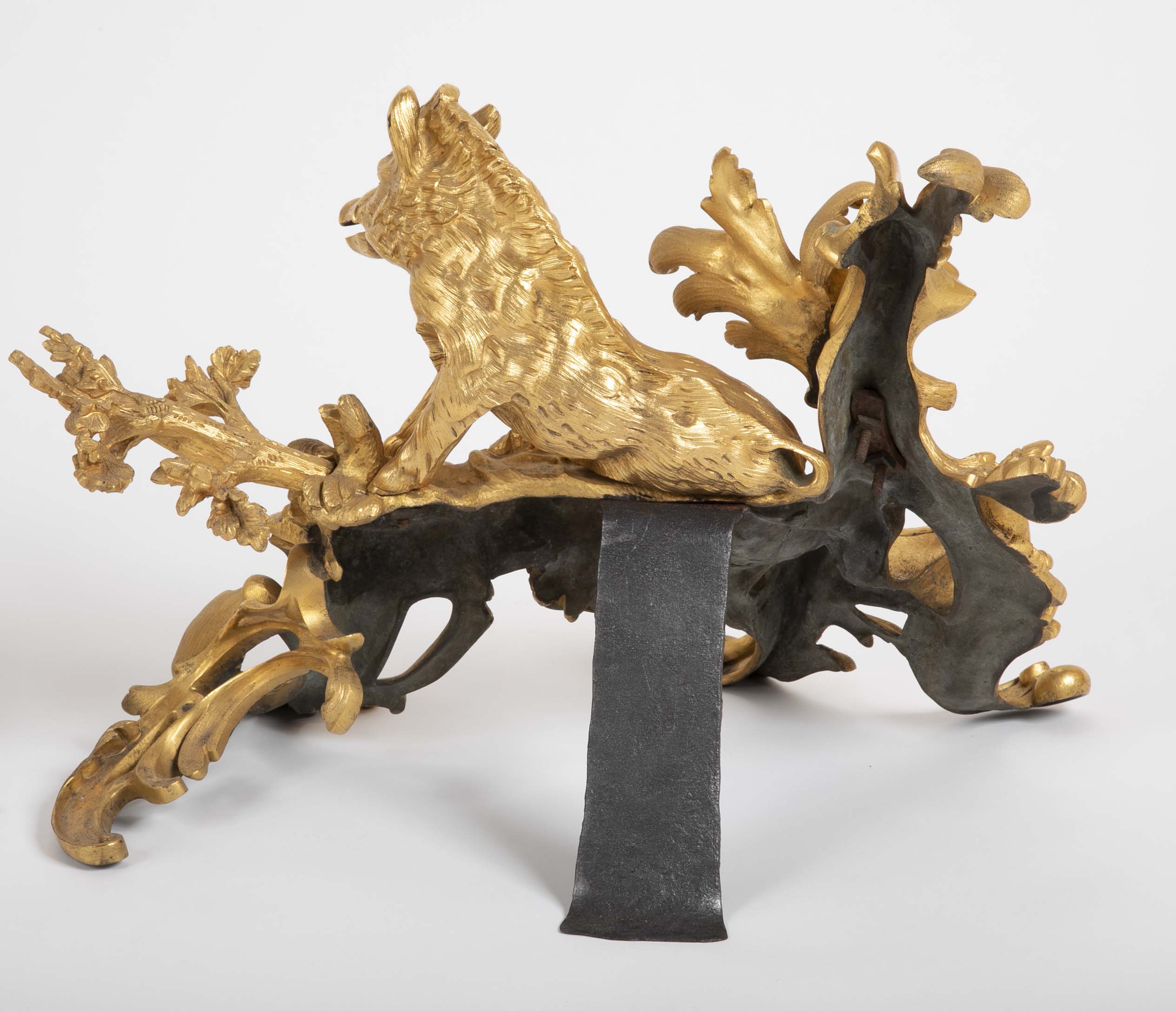 Fabulous Pair of 19th Century Louis XV Style D'ore Bronze Chenets/Andirons