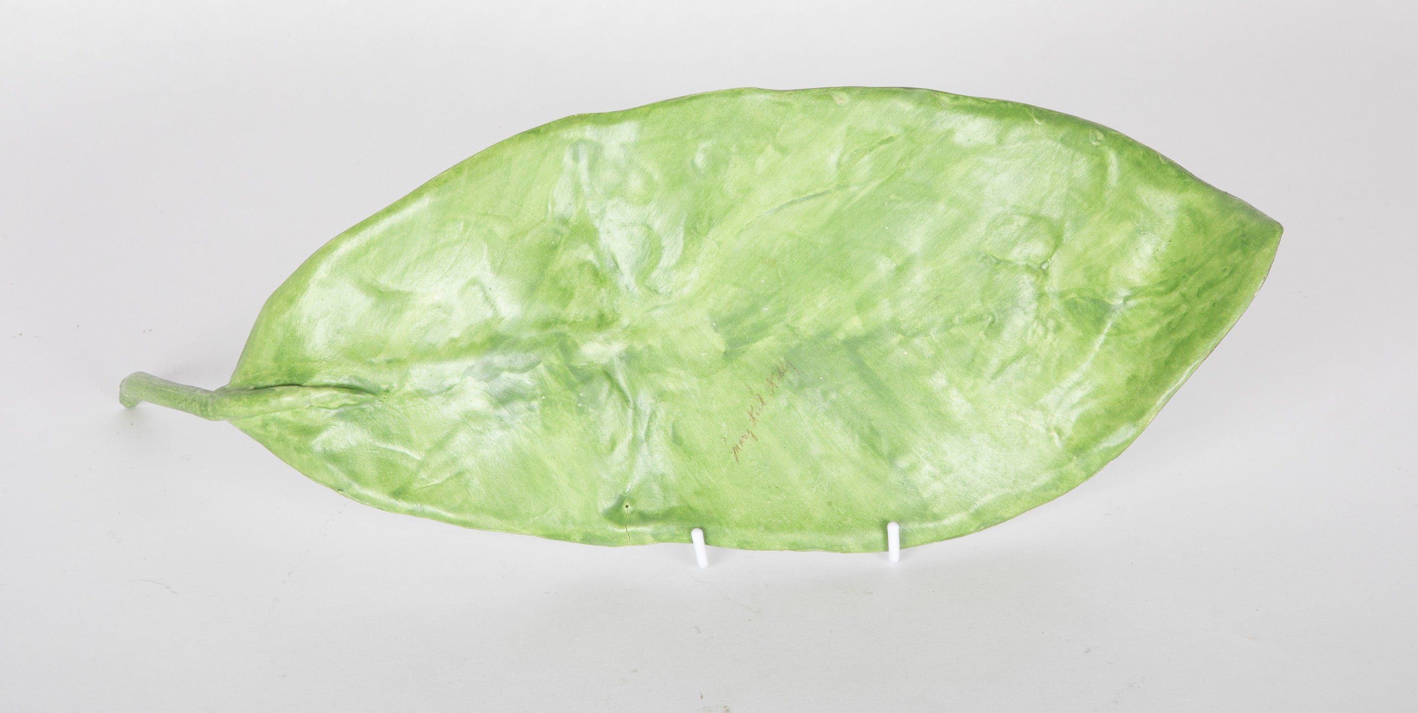 Mary Kirk Kelly Signed Ceramic Banana Leaf Tray