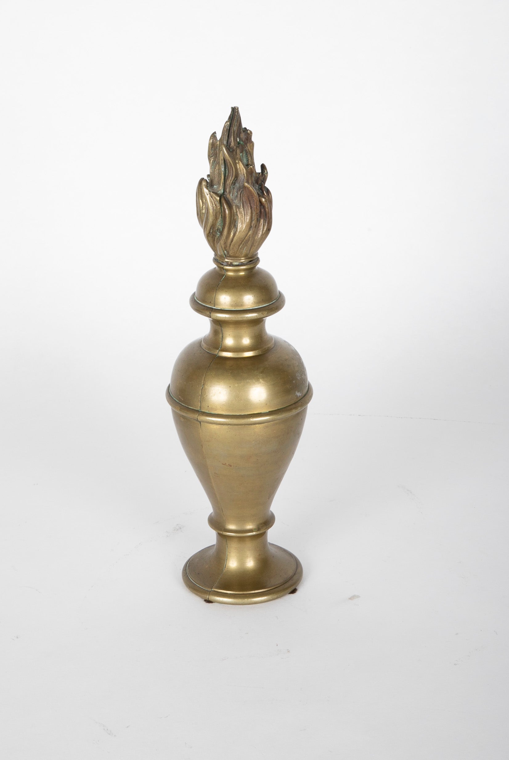 Pair of Italian Bronze Flame Urn Finials