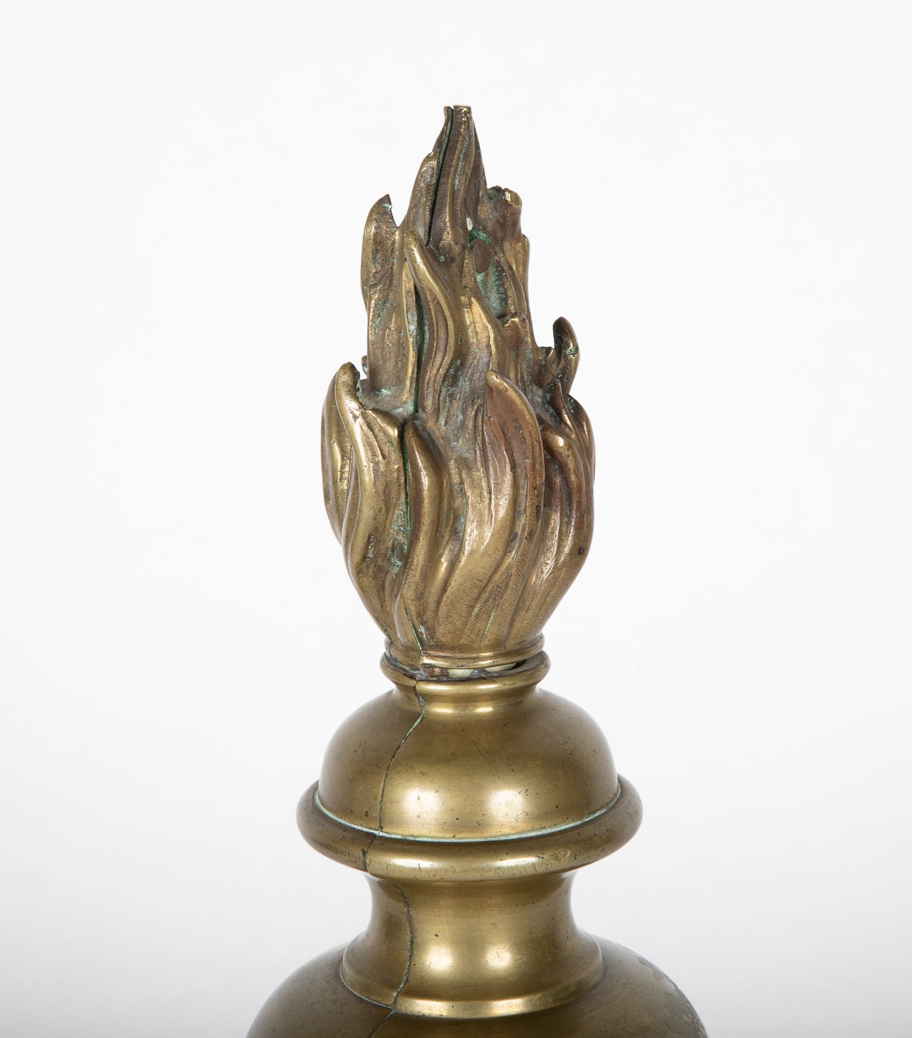 Pair of Italian Bronze Flame Urn Finials