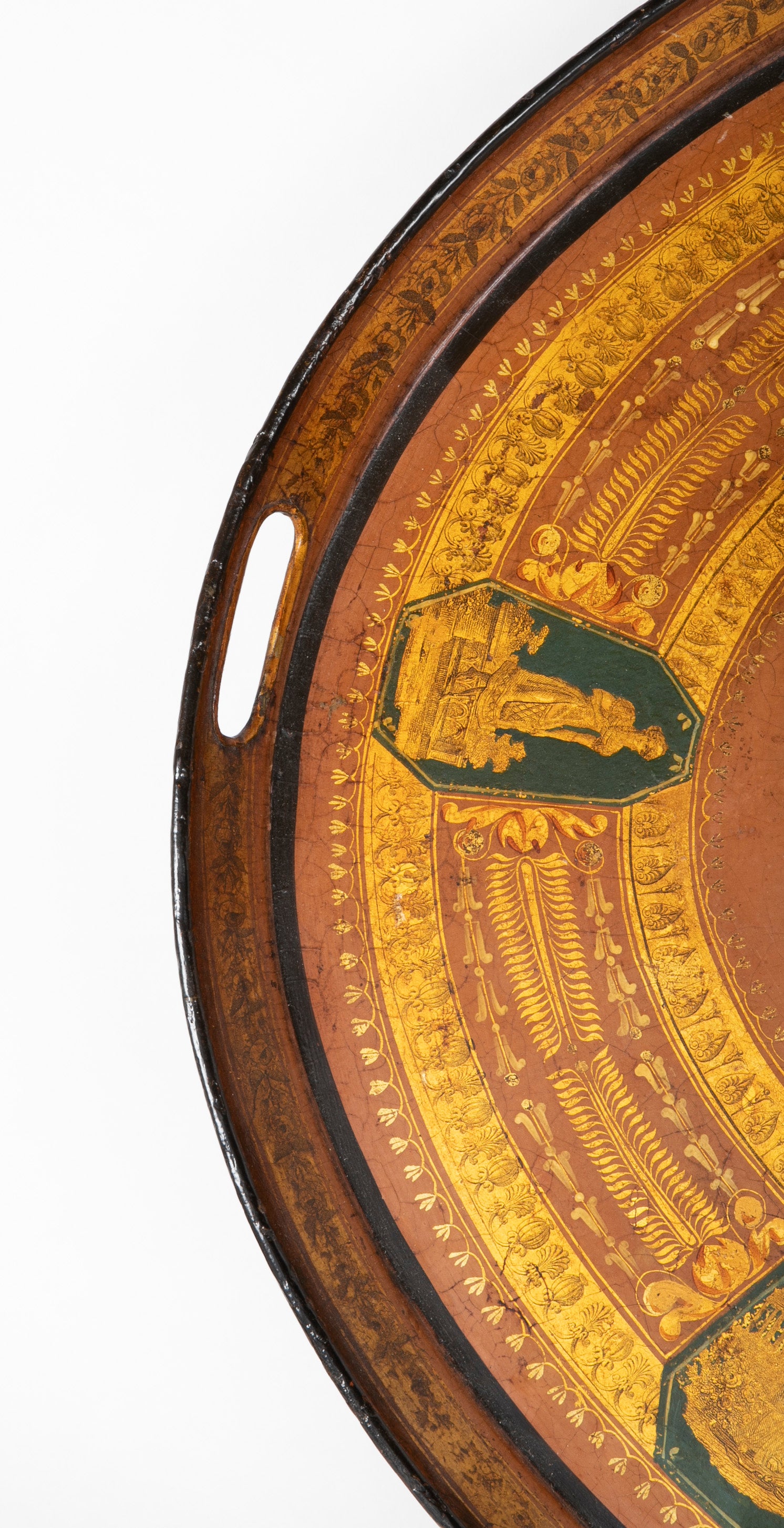 French Empire Oval Painted Tole Tray