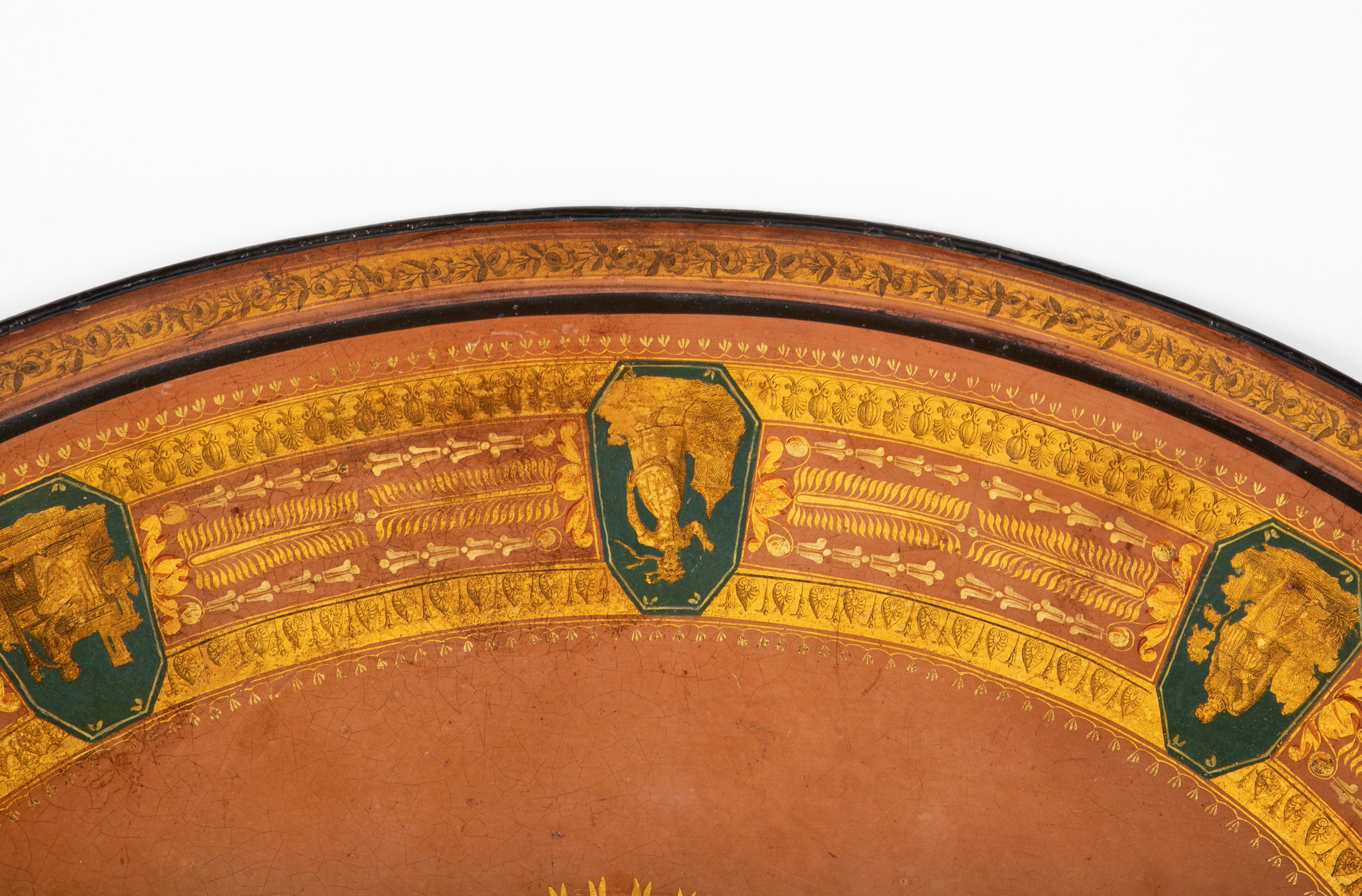 French Empire Oval Painted Tole Tray