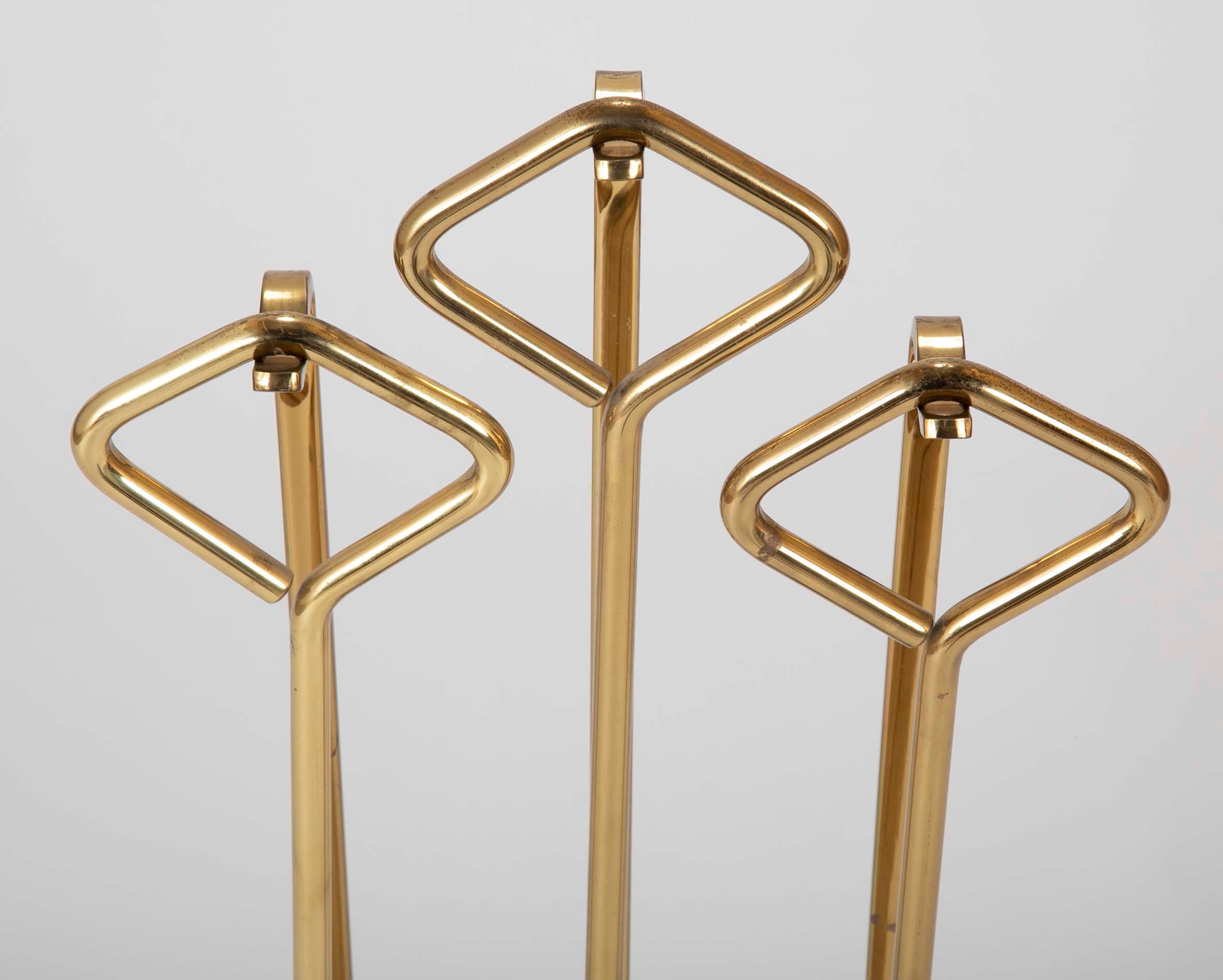 A Set of Fontana Arte Brass & Glass Fire Tools on Stand