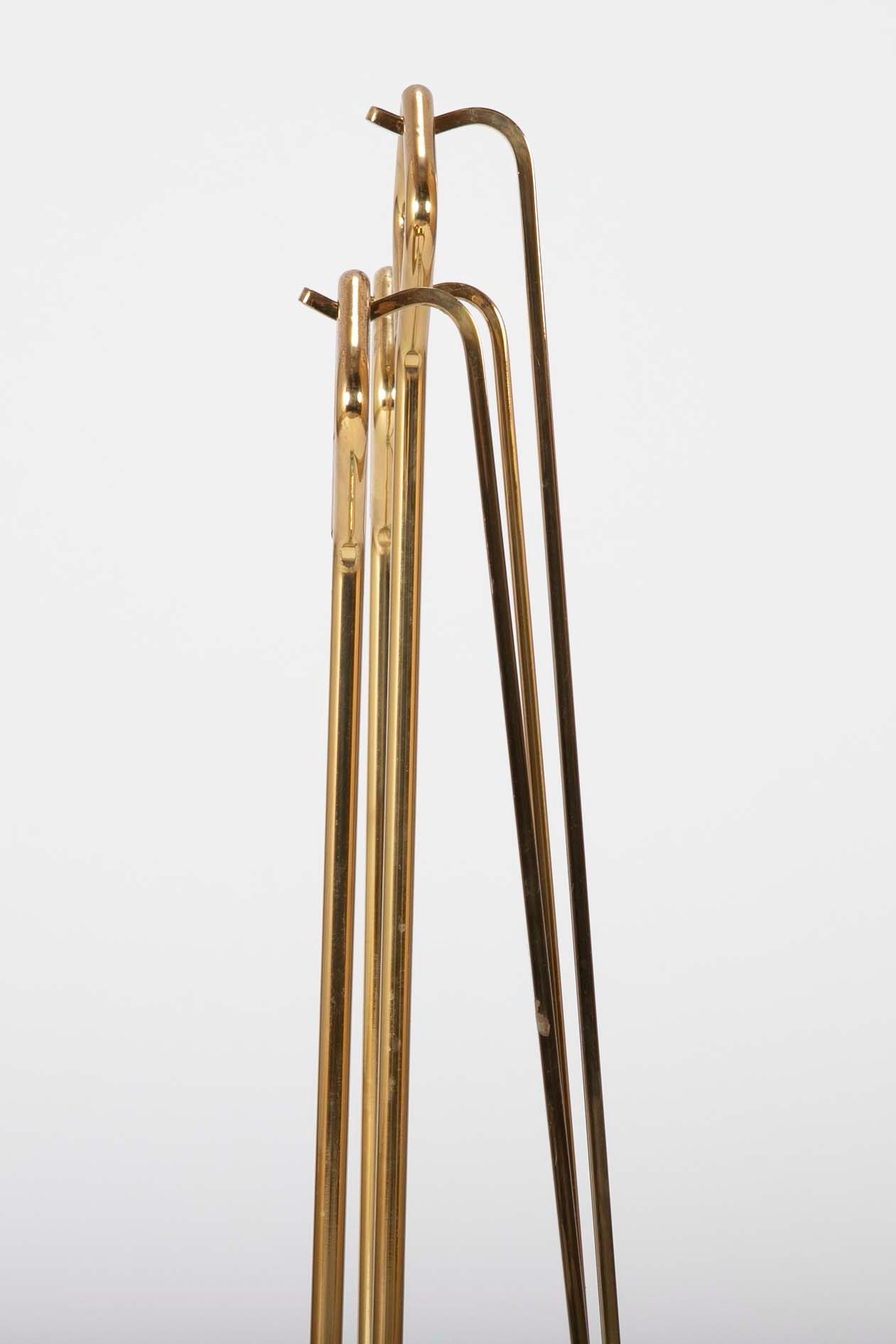 A Set of Fontana Arte Brass & Glass Fire Tools on Stand