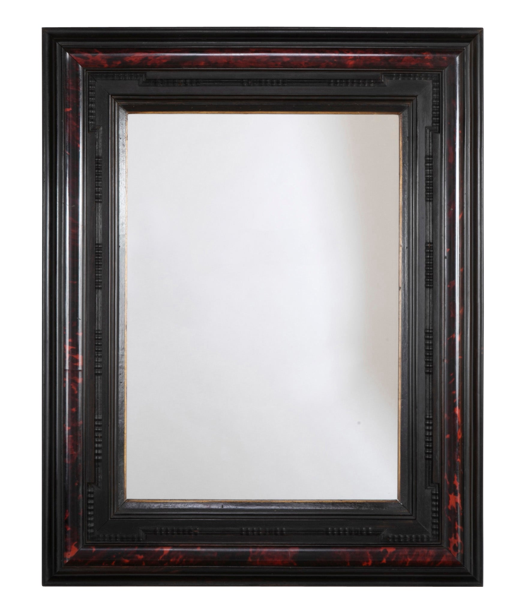 Dutch Ebonized and Faux Tortoise Framed Mirror