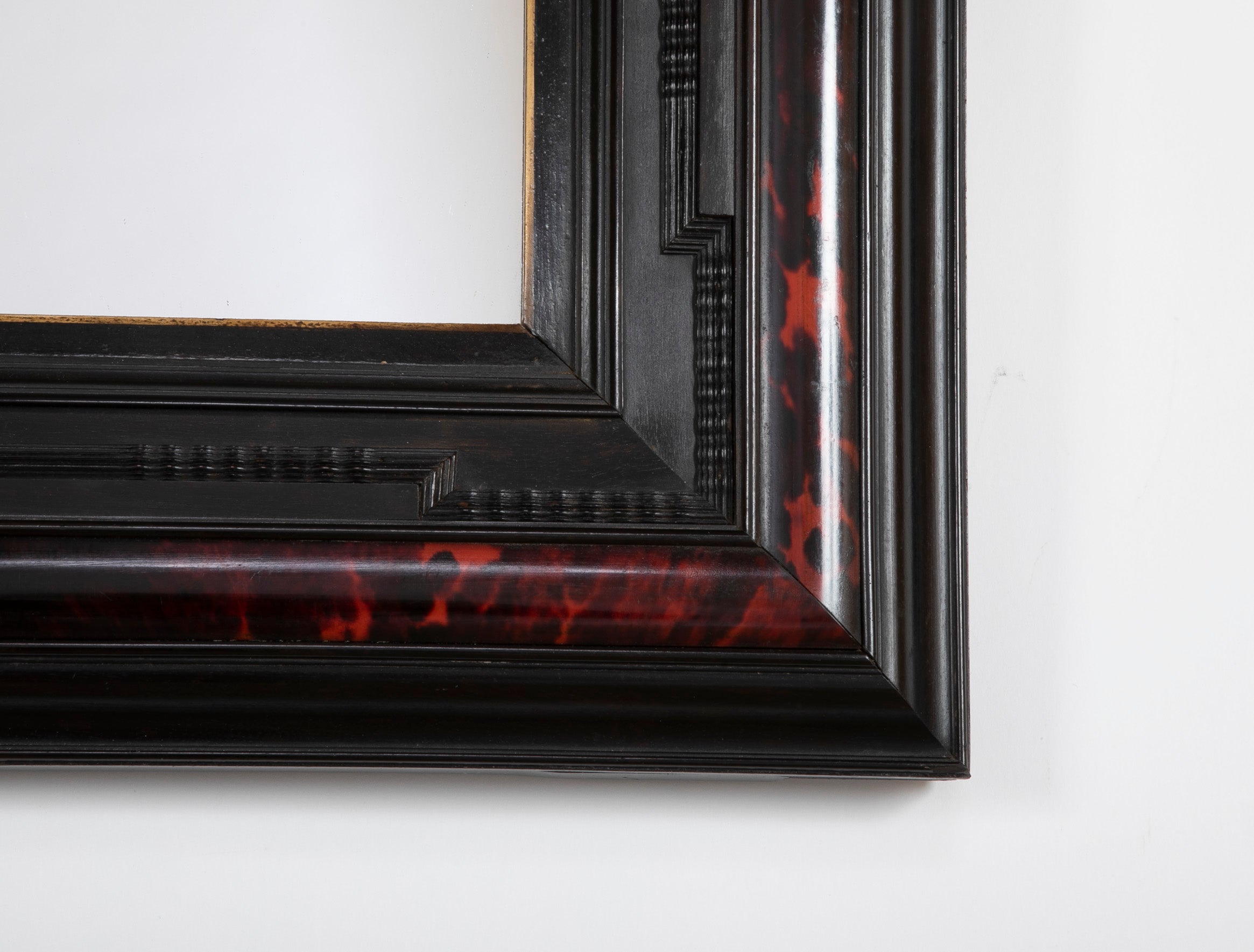 Dutch Ebonized and Faux Tortoise Framed Mirror