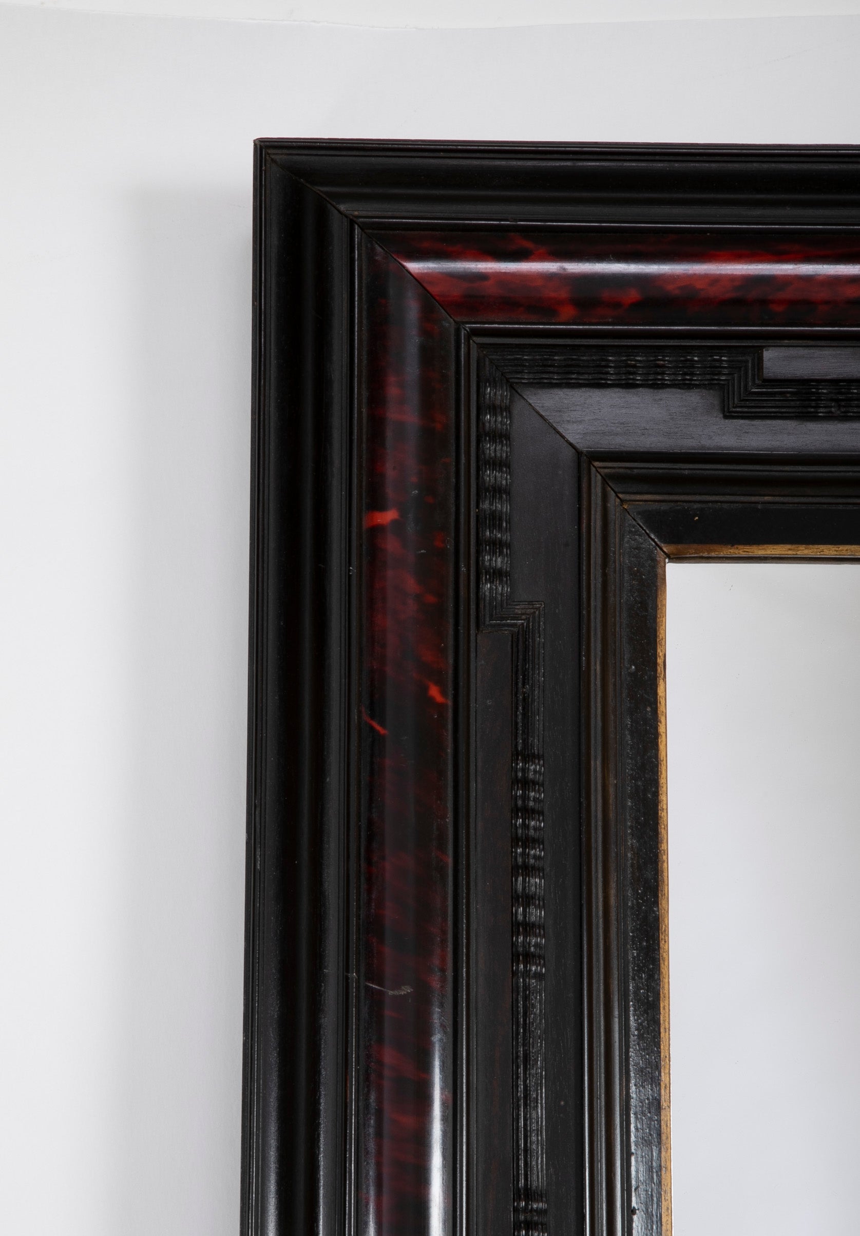 Dutch Ebonized and Faux Tortoise Framed Mirror
