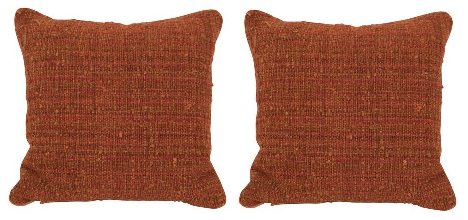 Pair of Orange Raw Silk Pillows - Priced Individually