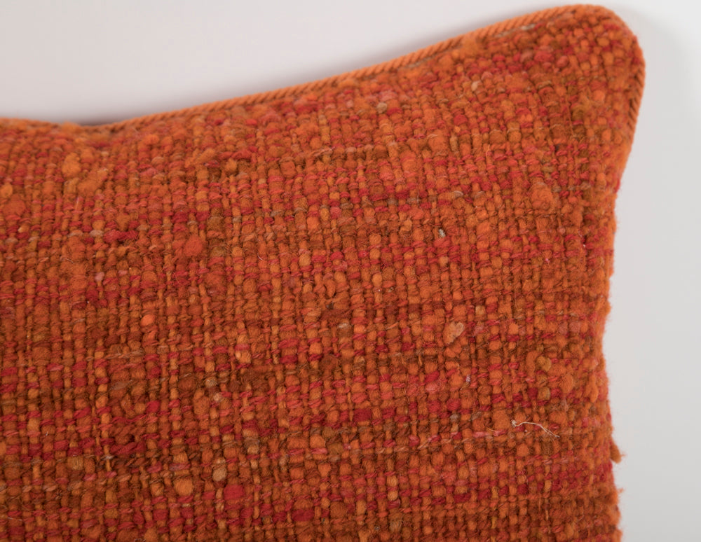 Pair of Orange Raw Silk Pillows - Priced Individually