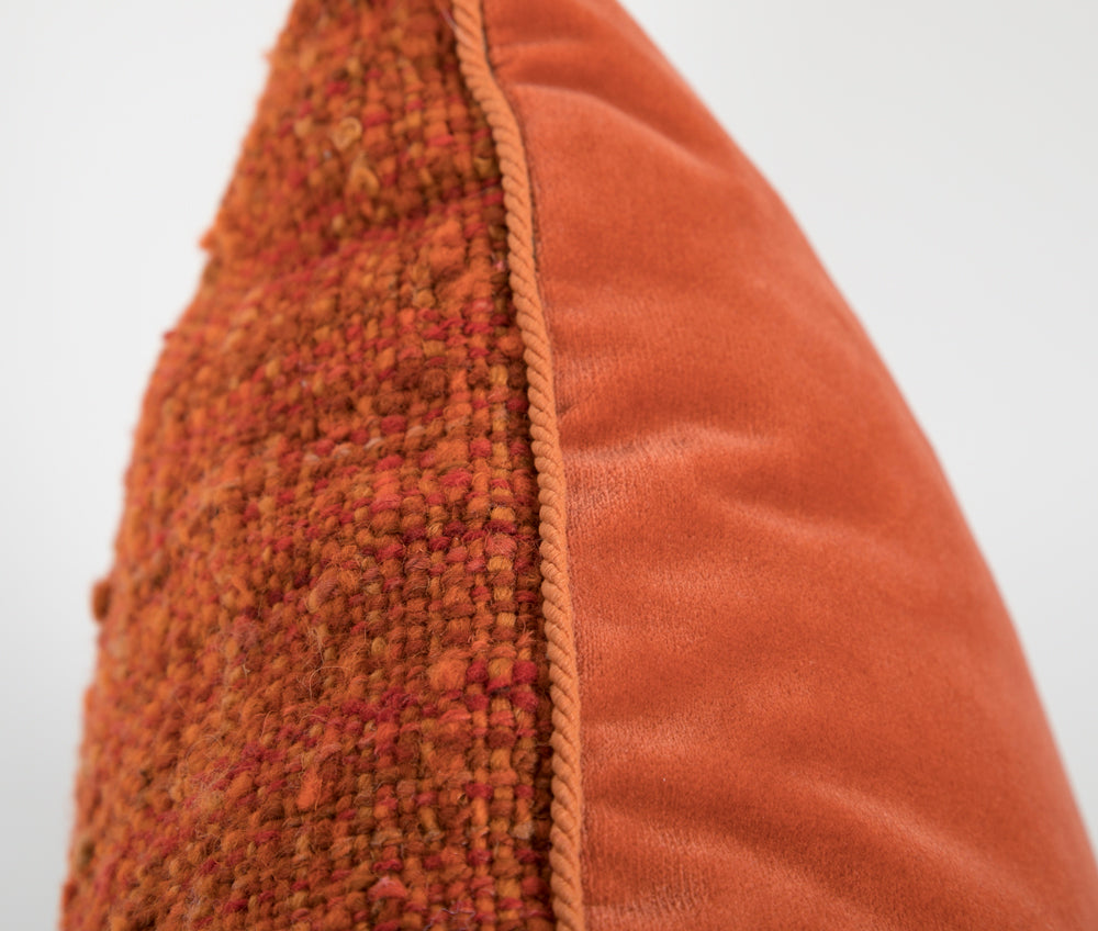 Pair of Orange Raw Silk Pillows - Priced Individually