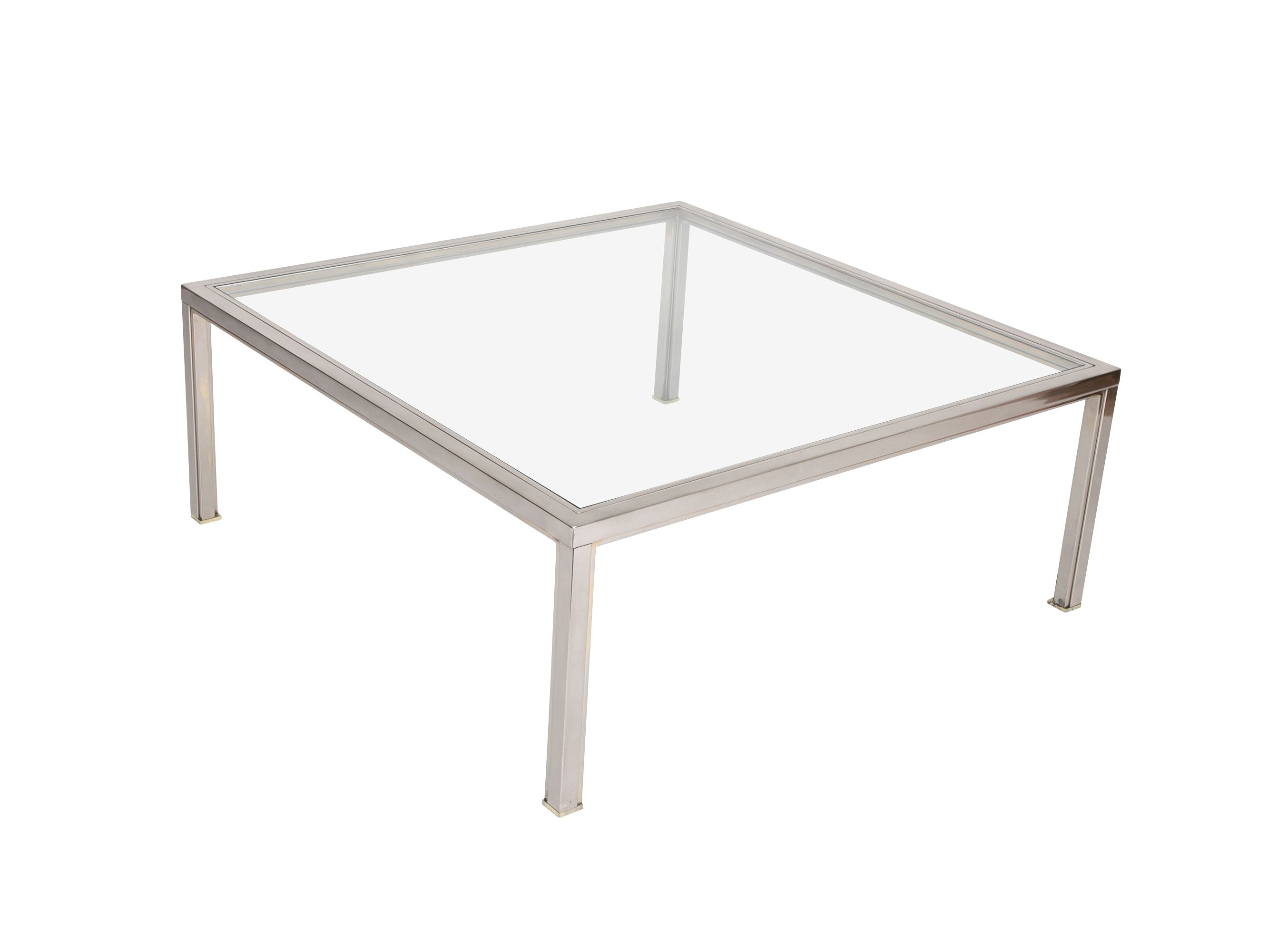 Large Modern Steel and Glass Coffee Table in the Manner of Romeo Rega