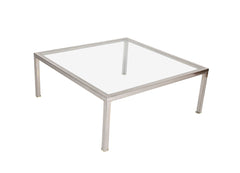 Large Modern Steel and Glass Coffee Table in the Manner of Romeo Rega