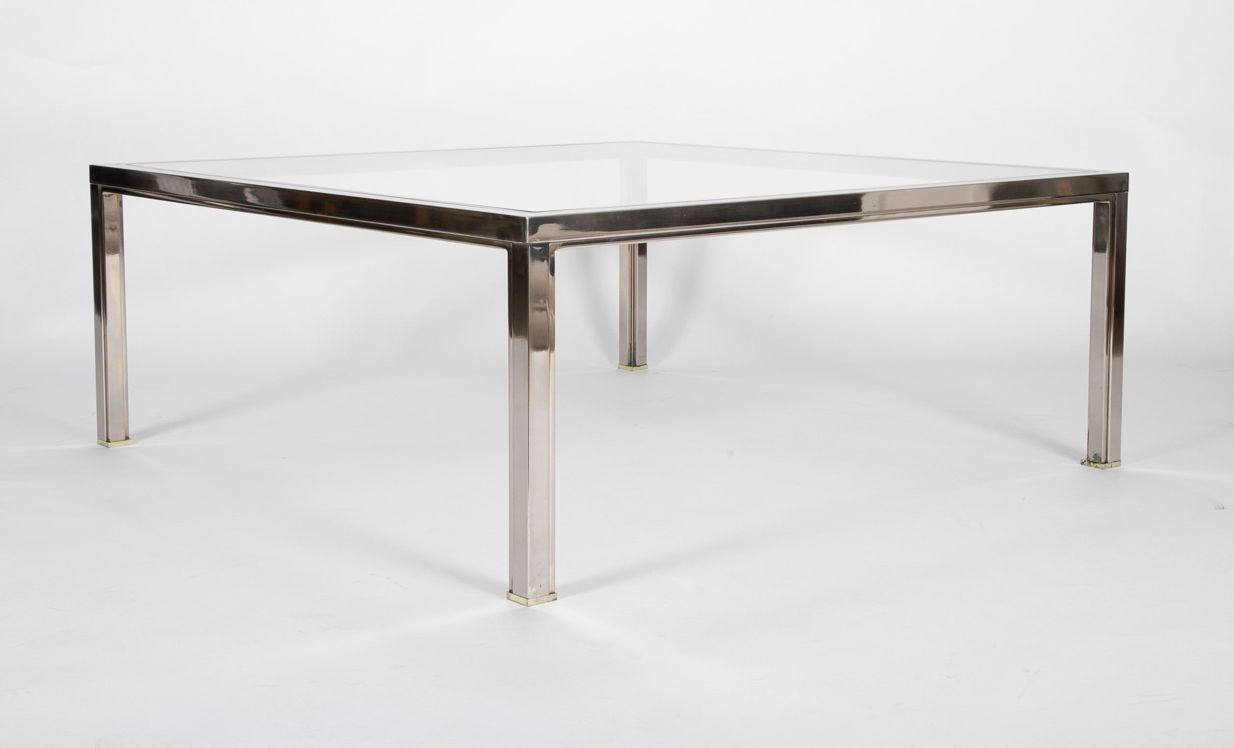 Large Modern Steel and Glass Coffee Table in the Manner of Romeo Rega