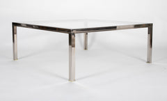 Large Modern Steel and Glass Coffee Table in the Manner of Romeo Rega