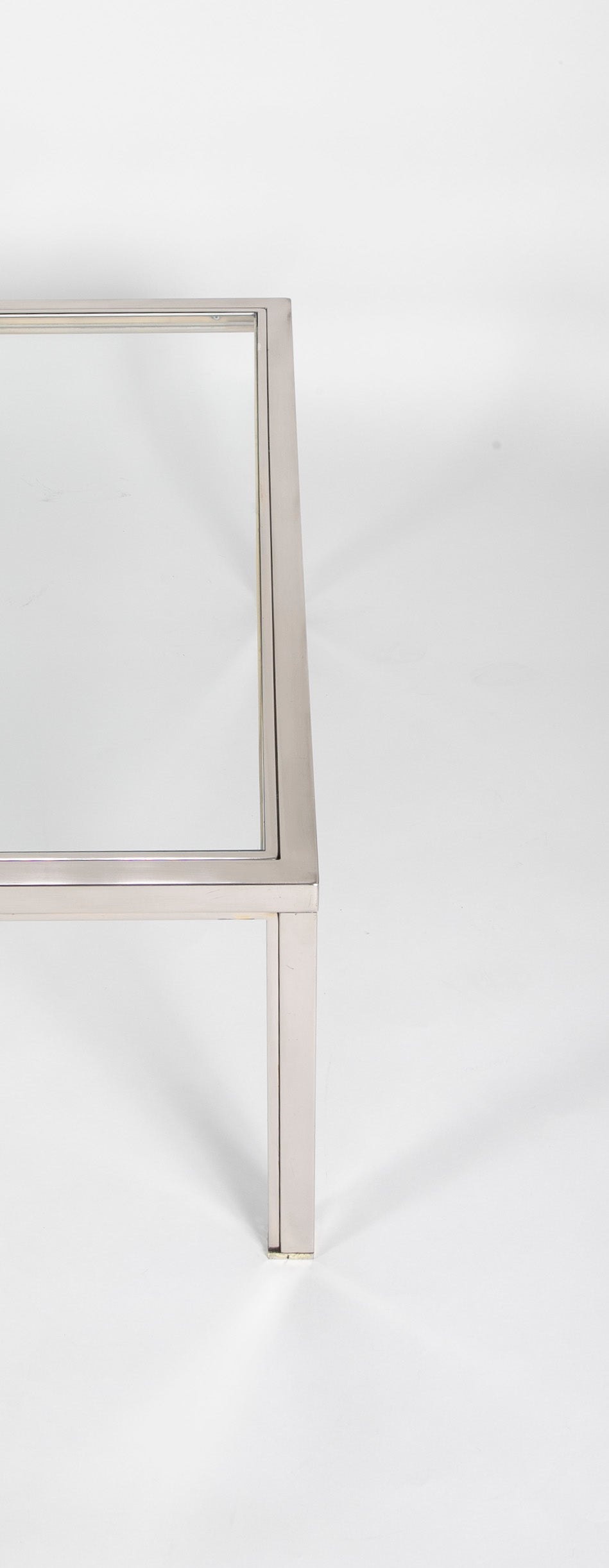 Large Modern Steel and Glass Coffee Table in the Manner of Romeo Rega