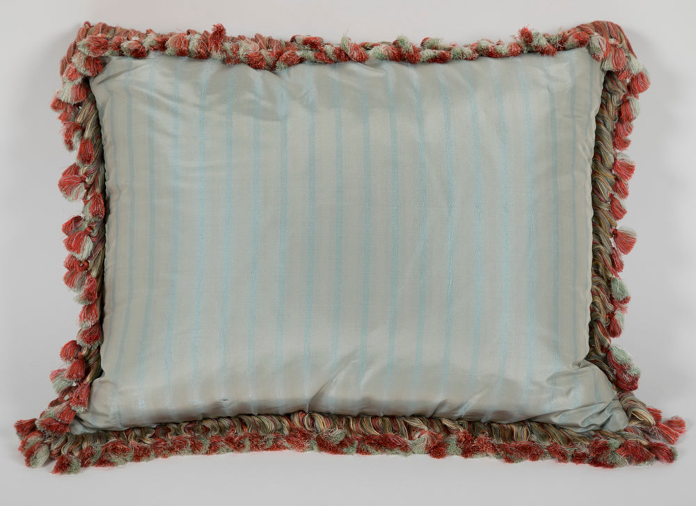 Victorian Needlework Pillow with Silk Backing