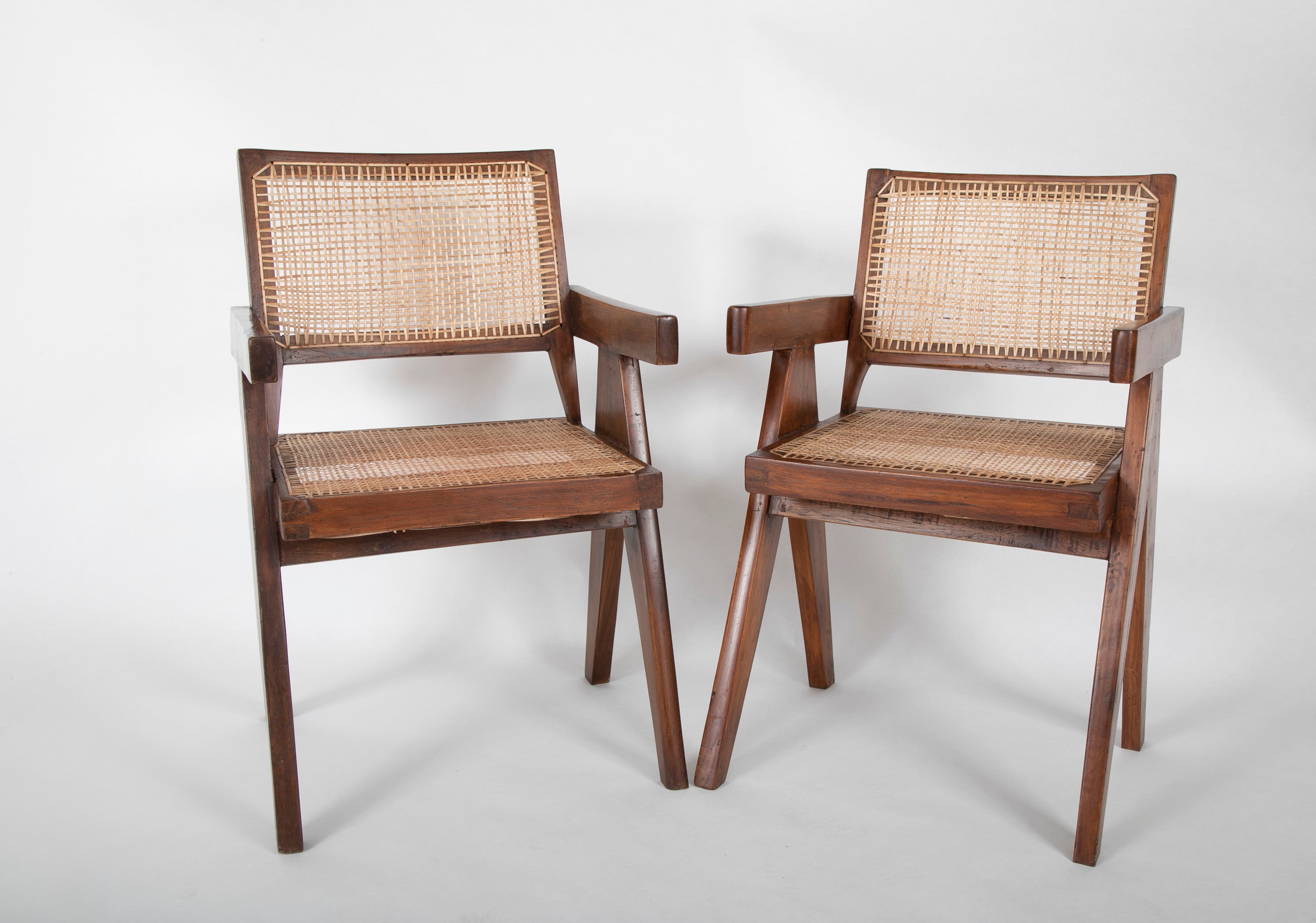 Pair of Original Pierre Jeanneret Office Chairs with 'X' Leg