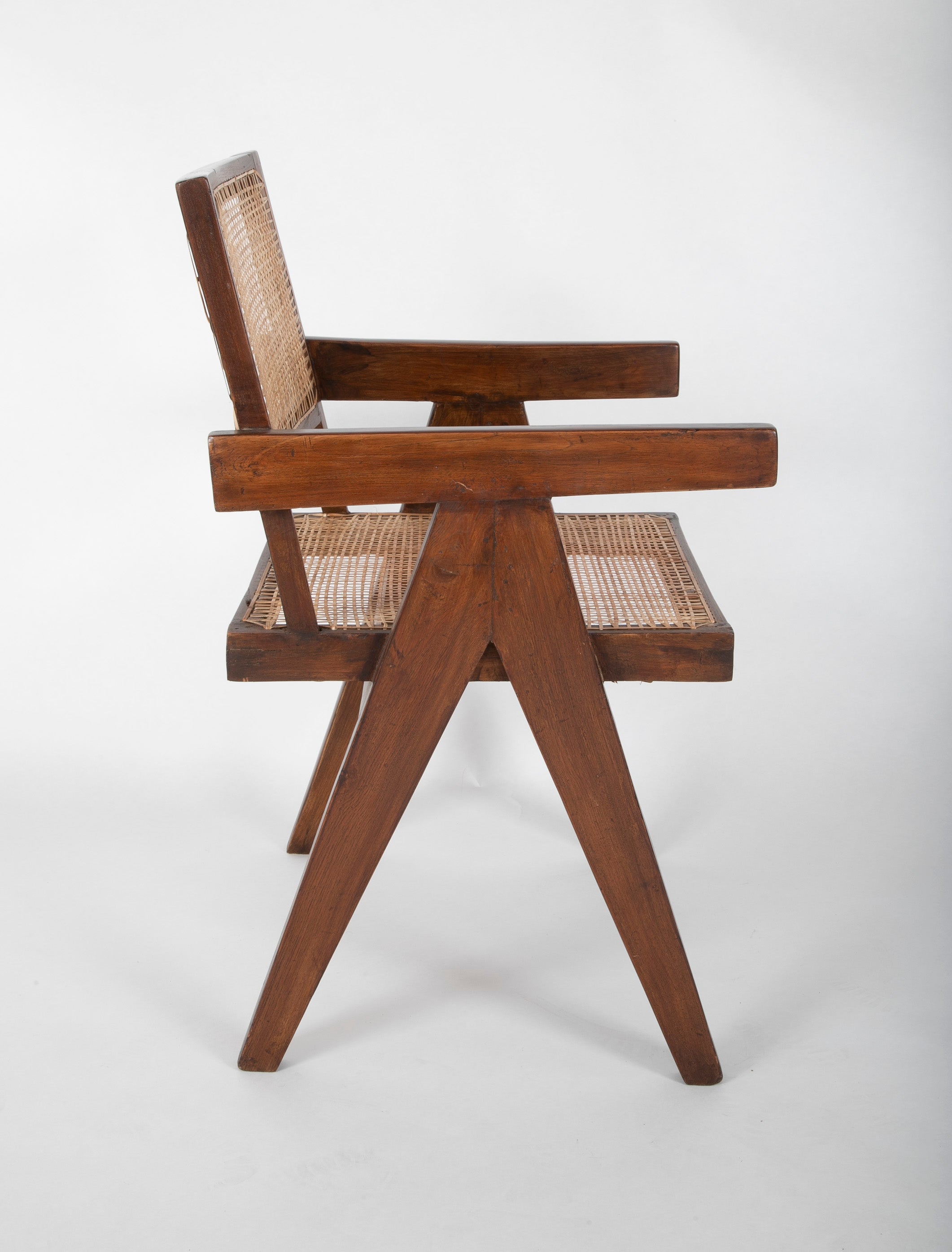 Pair of Original Pierre Jeanneret Office Chairs with 'X' Leg