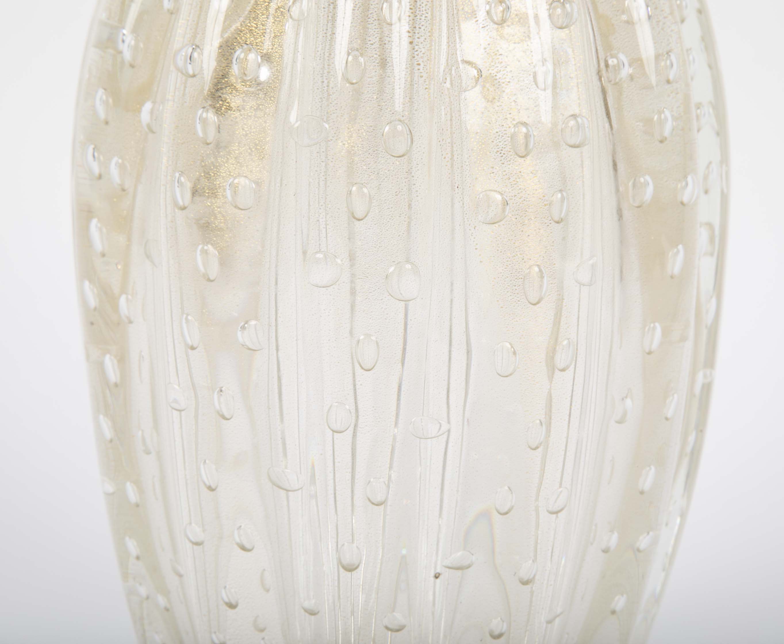 A Gold Flecked and Ribbed Clear Glass Vase by Ercole Barovier for Barovier & Toso