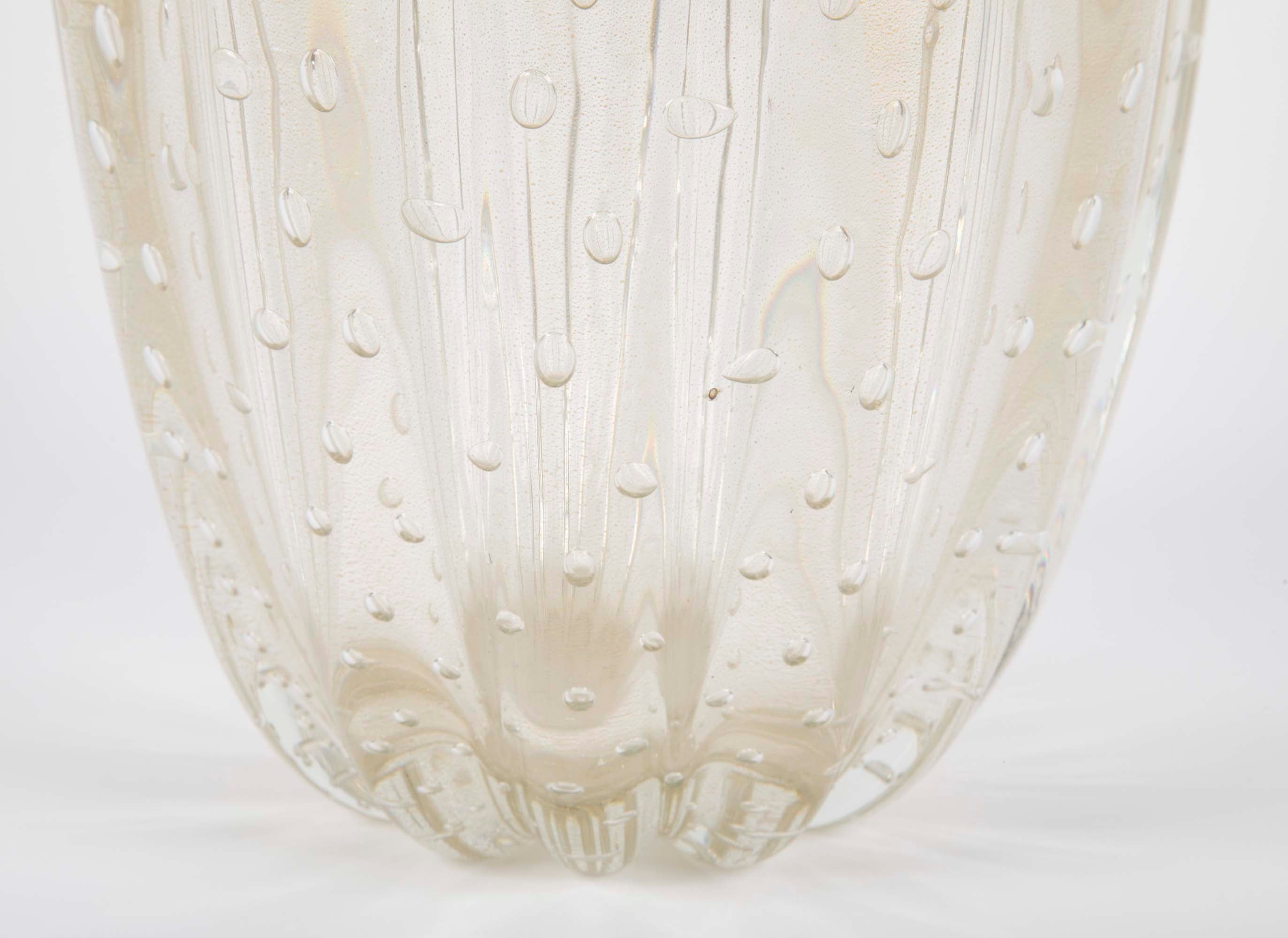A Gold Flecked and Ribbed Clear Glass Vase by Ercole Barovier for Barovier & Toso