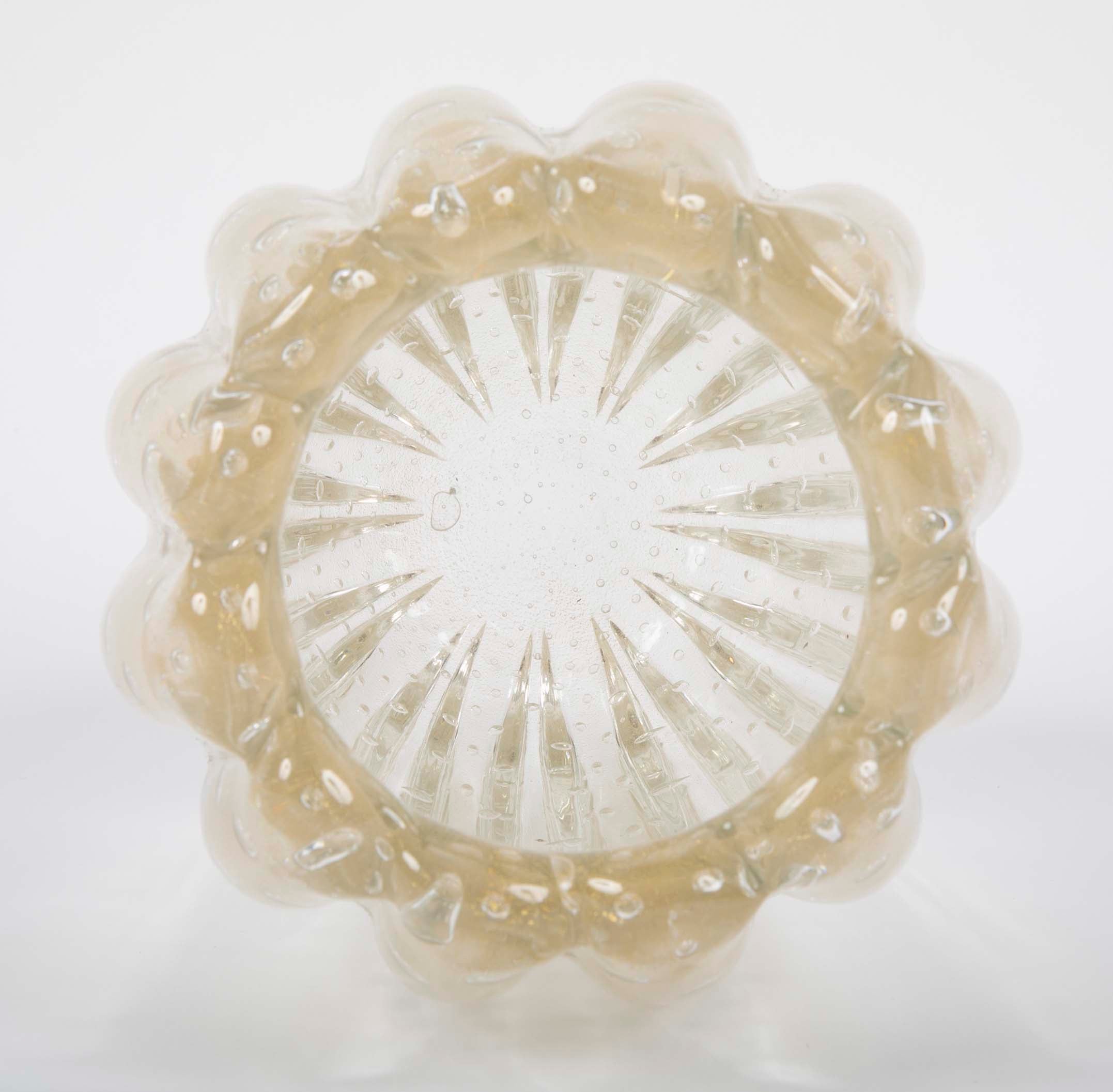 A Gold Flecked and Ribbed Clear Glass Vase by Ercole Barovier for Barovier & Toso