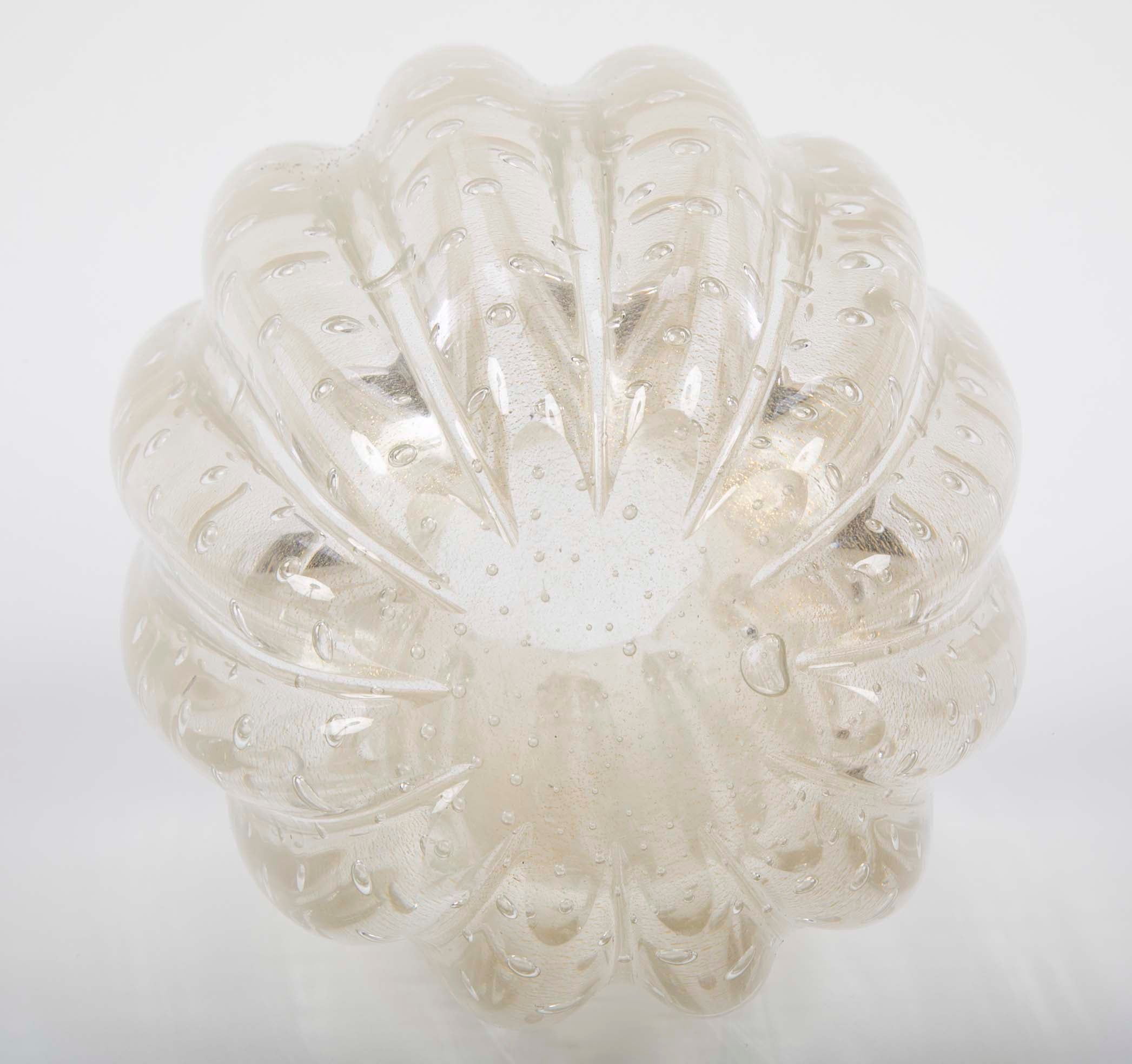 A Gold Flecked and Ribbed Clear Glass Vase by Ercole Barovier for Barovier & Toso