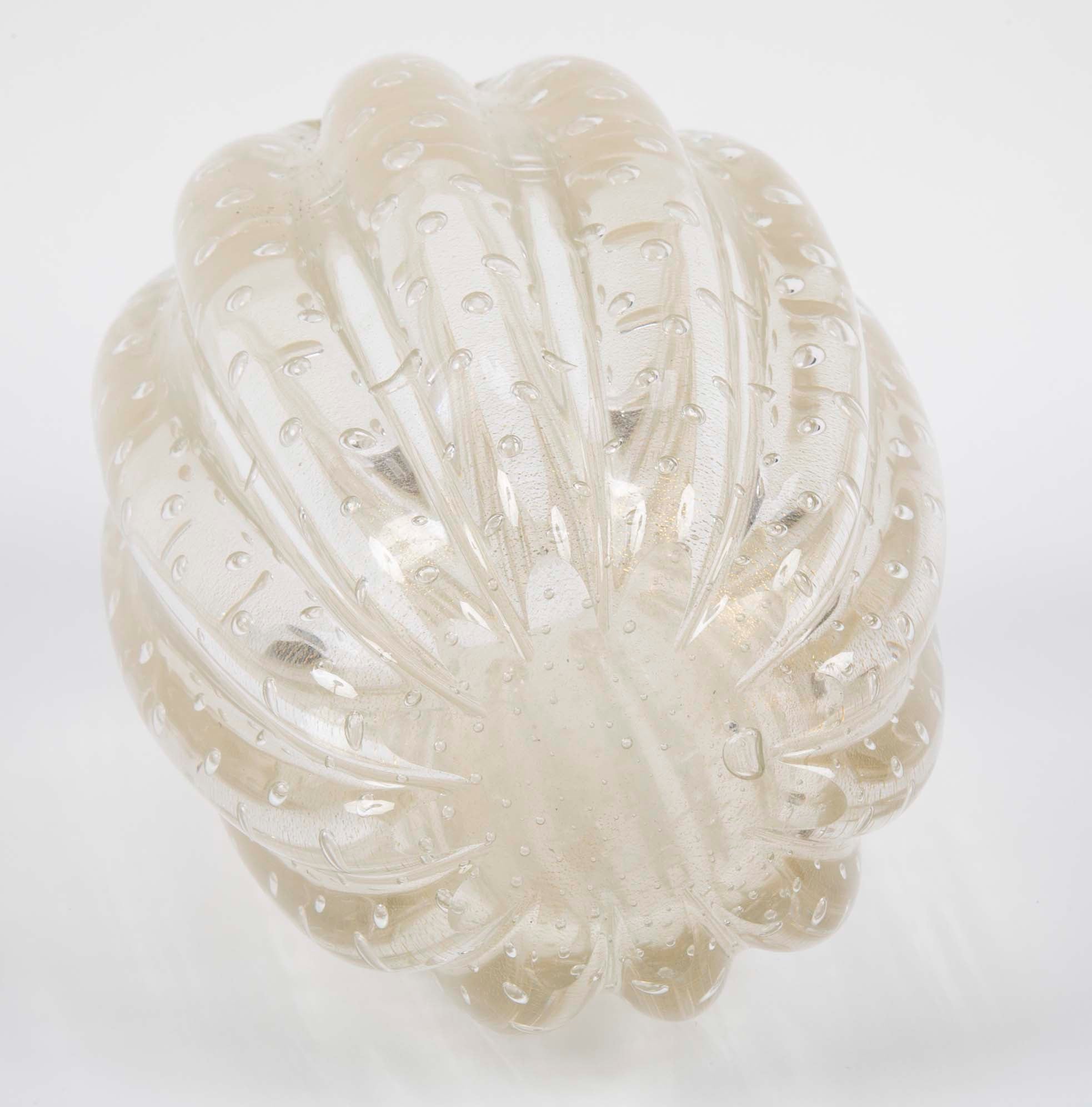 A Gold Flecked and Ribbed Clear Glass Vase by Ercole Barovier for Barovier & Toso
