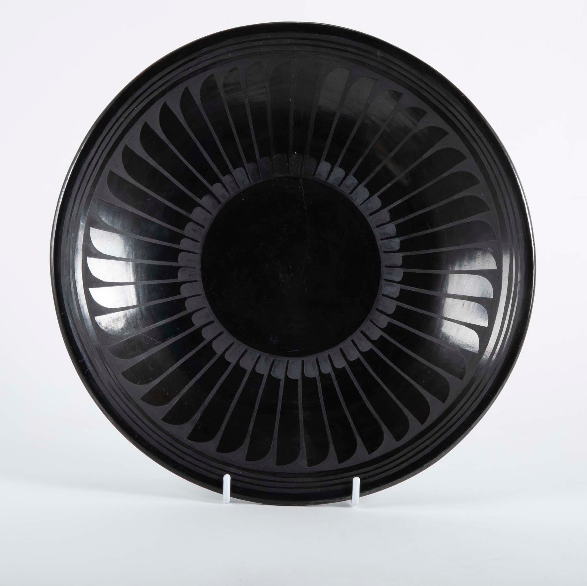 Large Blackware Charger by Maria and Santana Martinez, 'San Ildefonso'