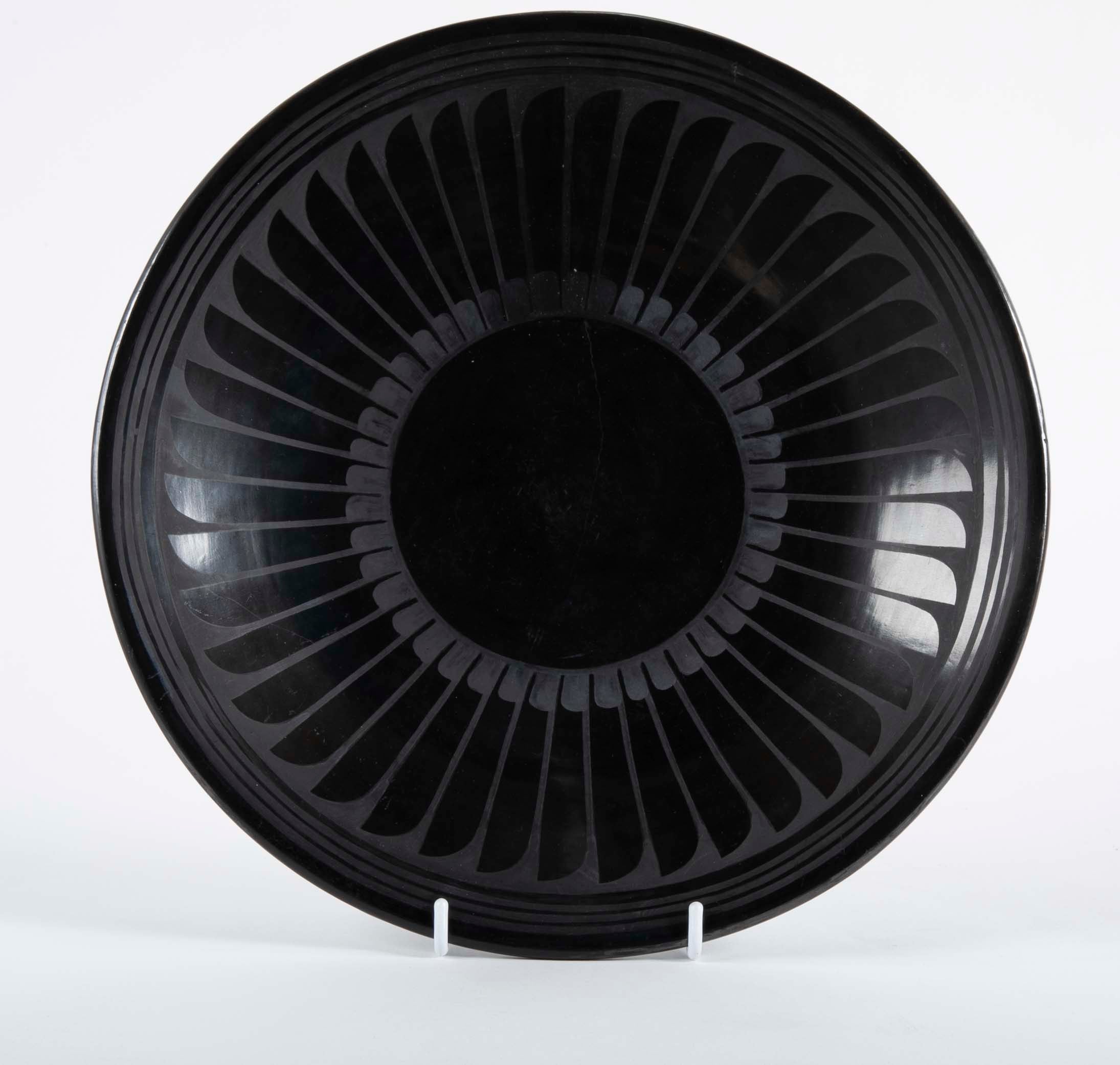 Large Blackware Charger by Maria and Santana Martinez, 'San Ildefonso'