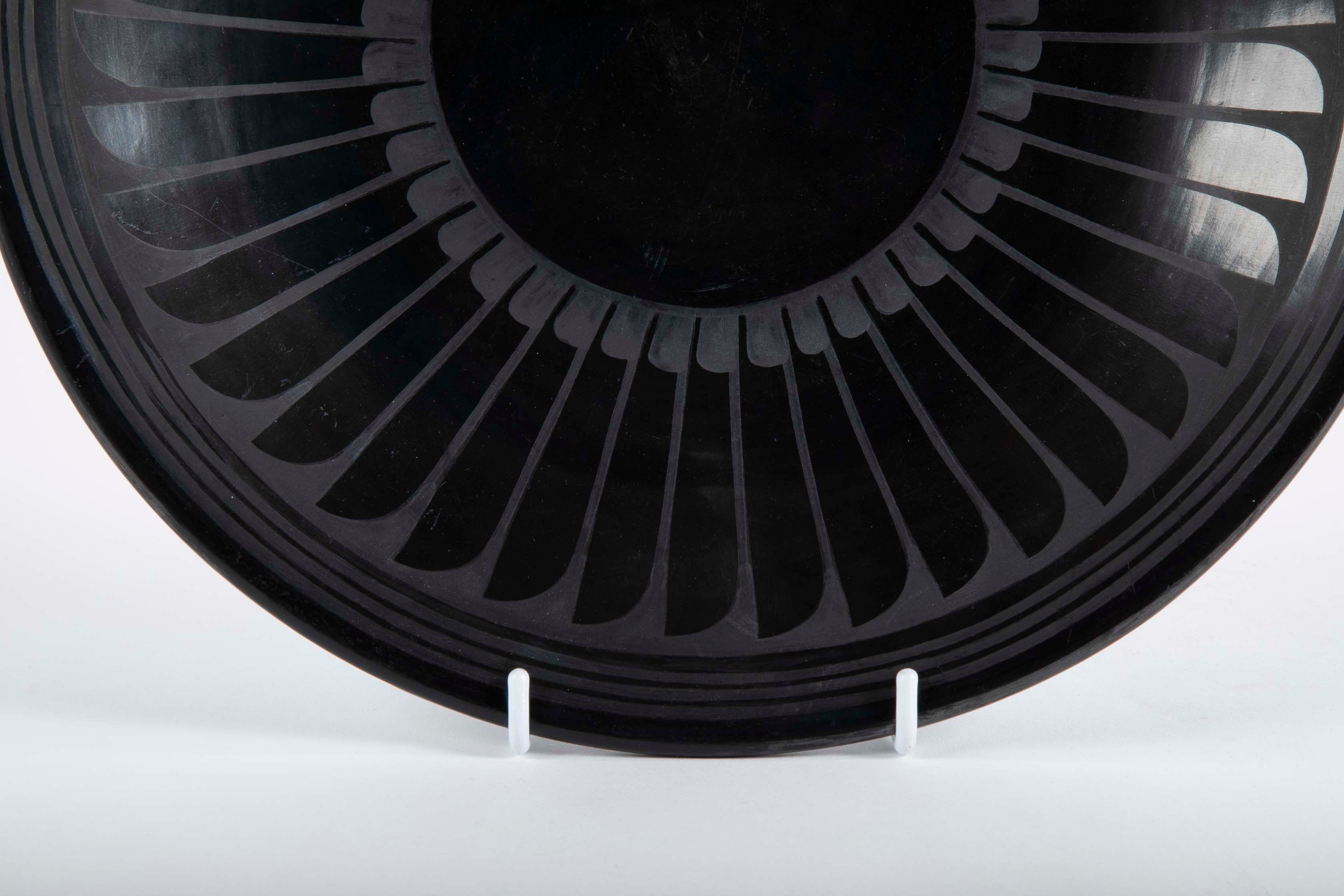Large Blackware Charger by Maria and Santana Martinez, 'San Ildefonso'
