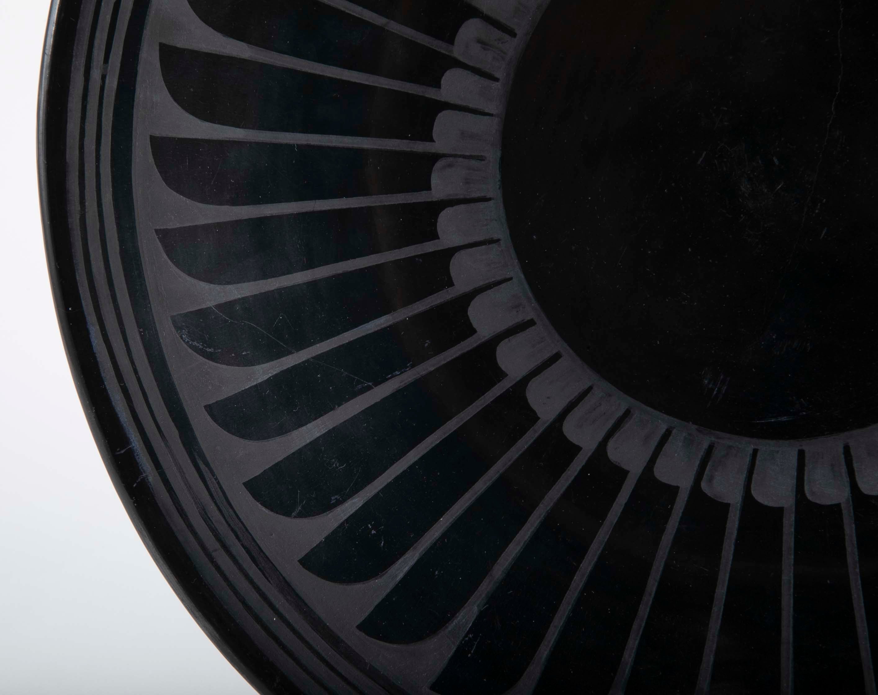 Large Blackware Charger by Maria and Santana Martinez, 'San Ildefonso'