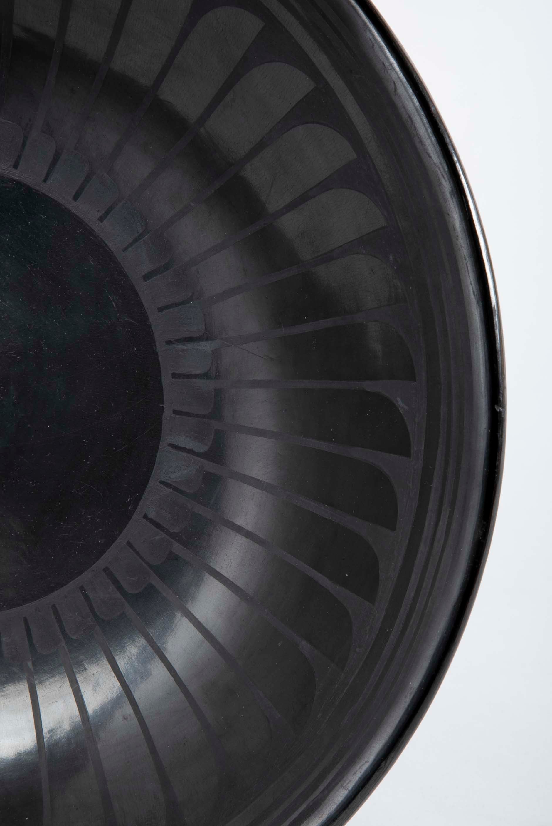 Large Blackware Charger by Maria and Santana Martinez, 'San Ildefonso'