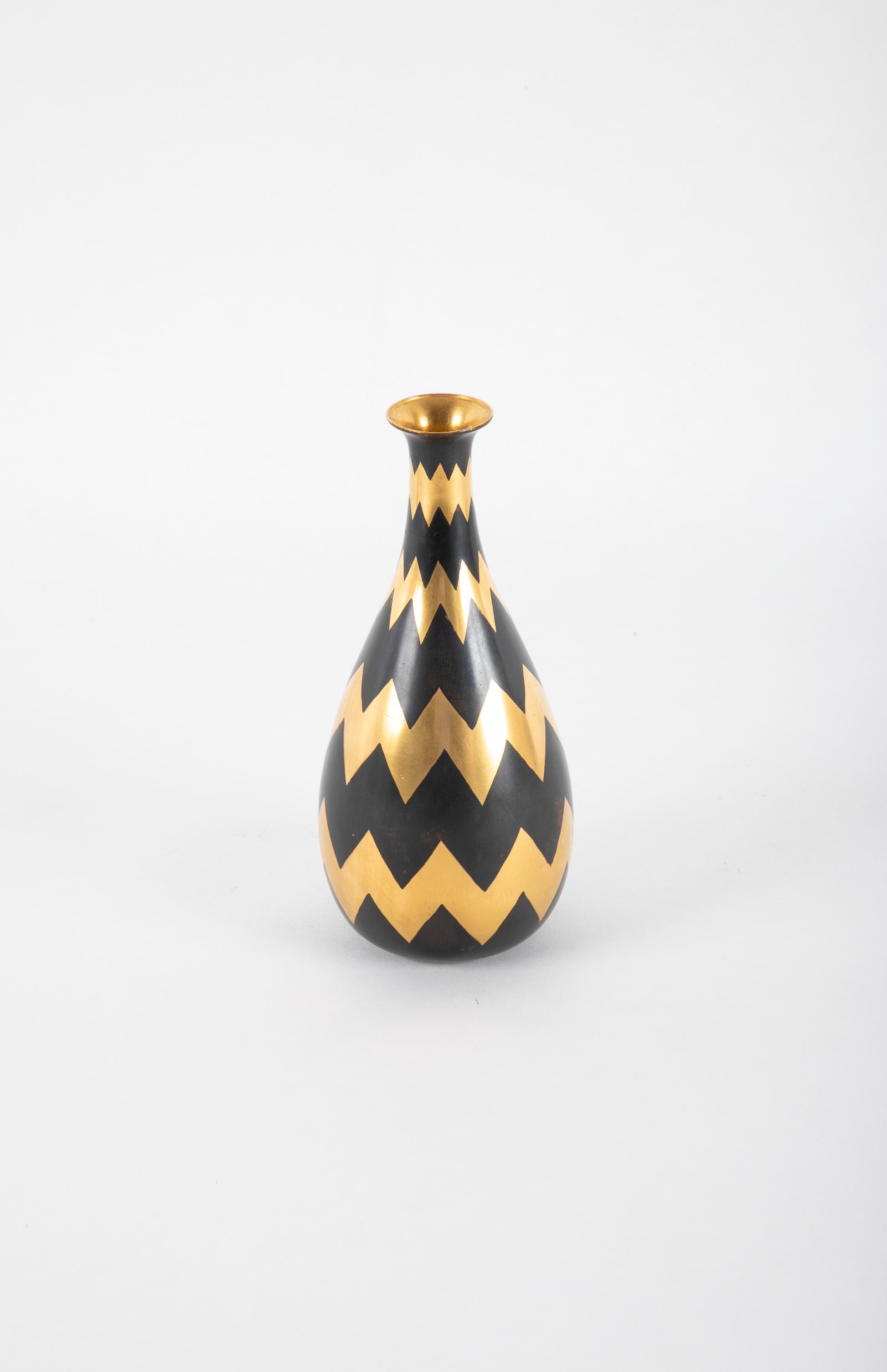 Maison Christofle Chevron/Zig Zag Design in Dinanderie Form Metal Vase