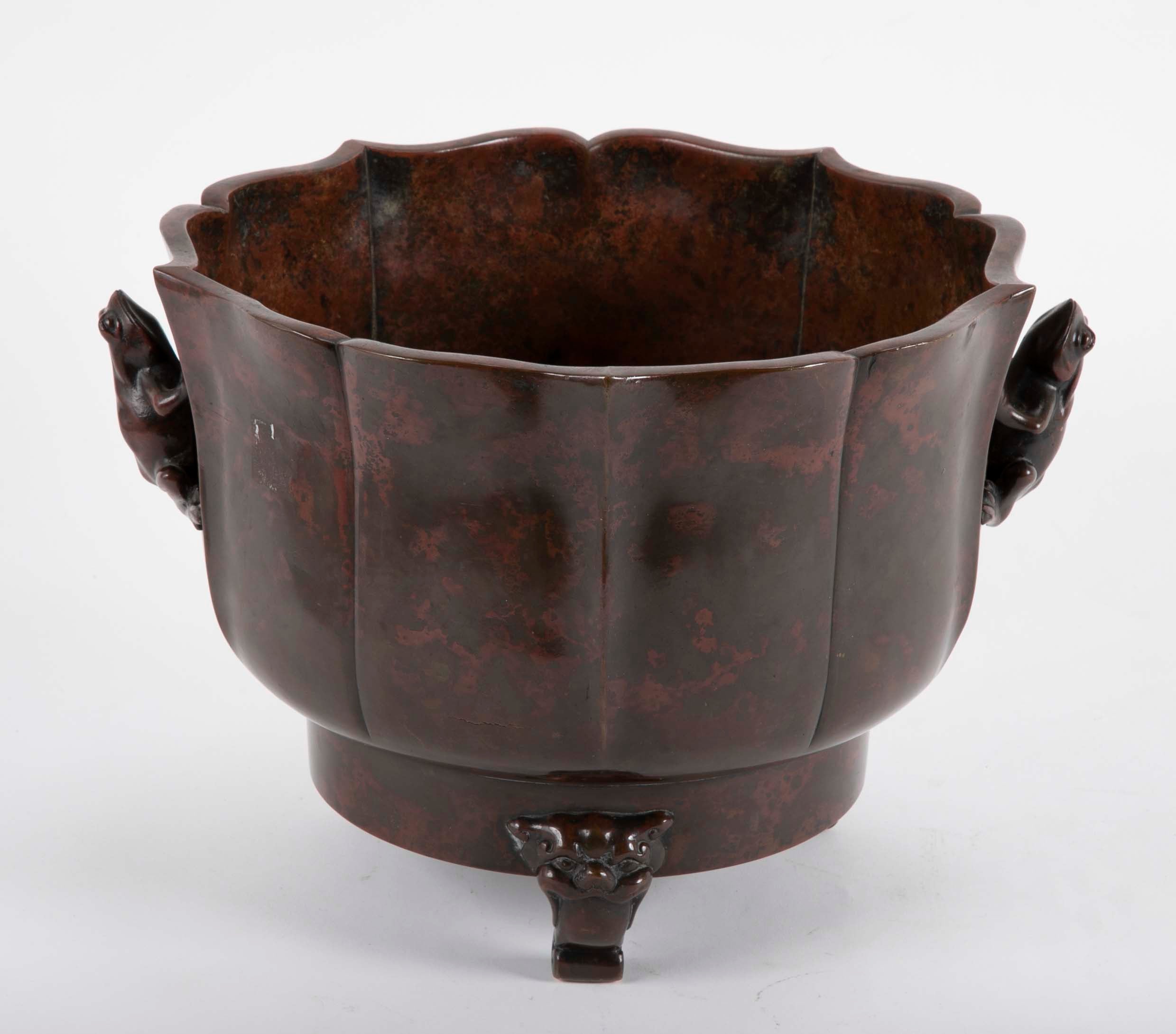 A Japanese Meiji Period Patinated Bronze Censer