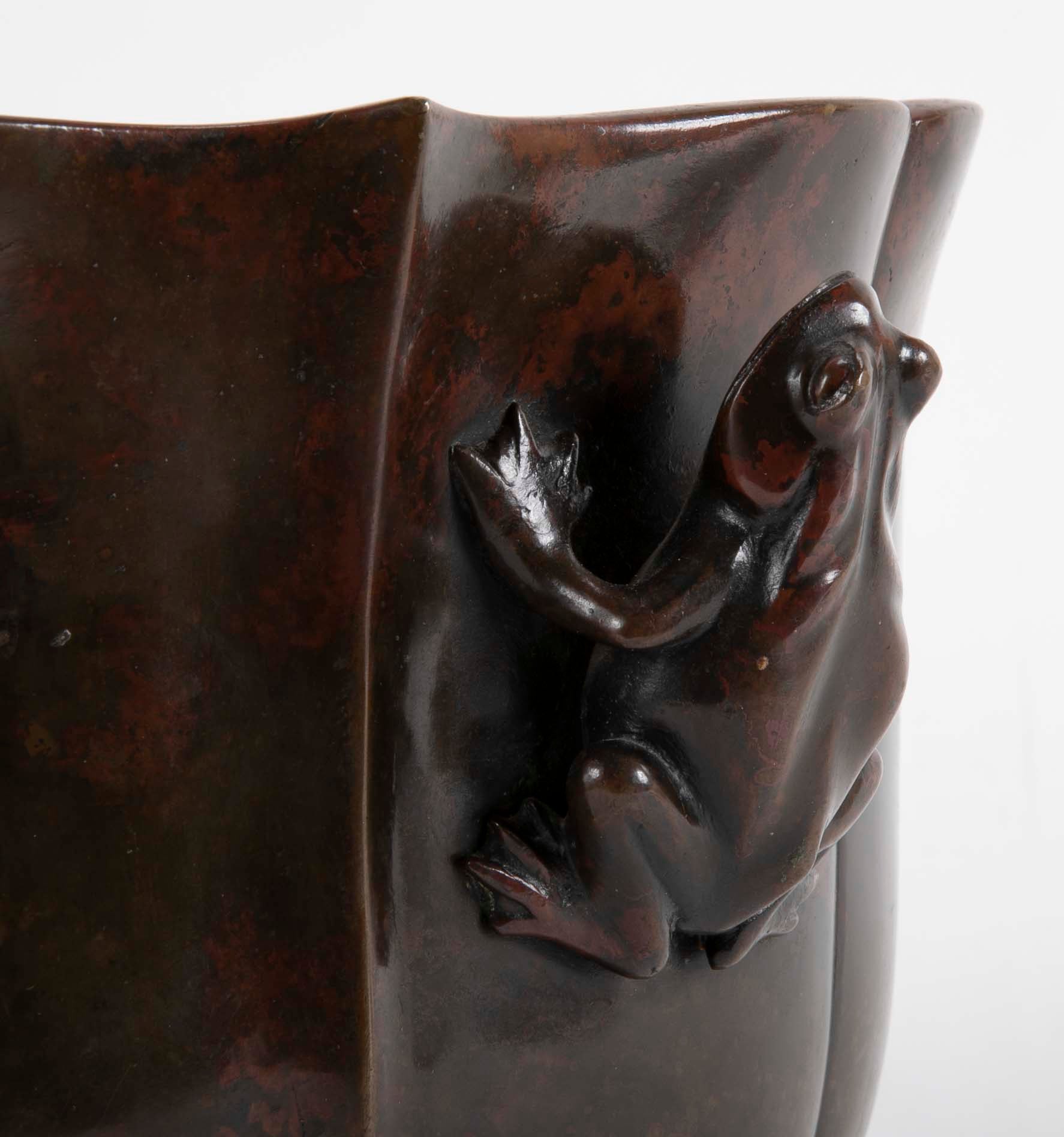 A Japanese Meiji Period Patinated Bronze Censer