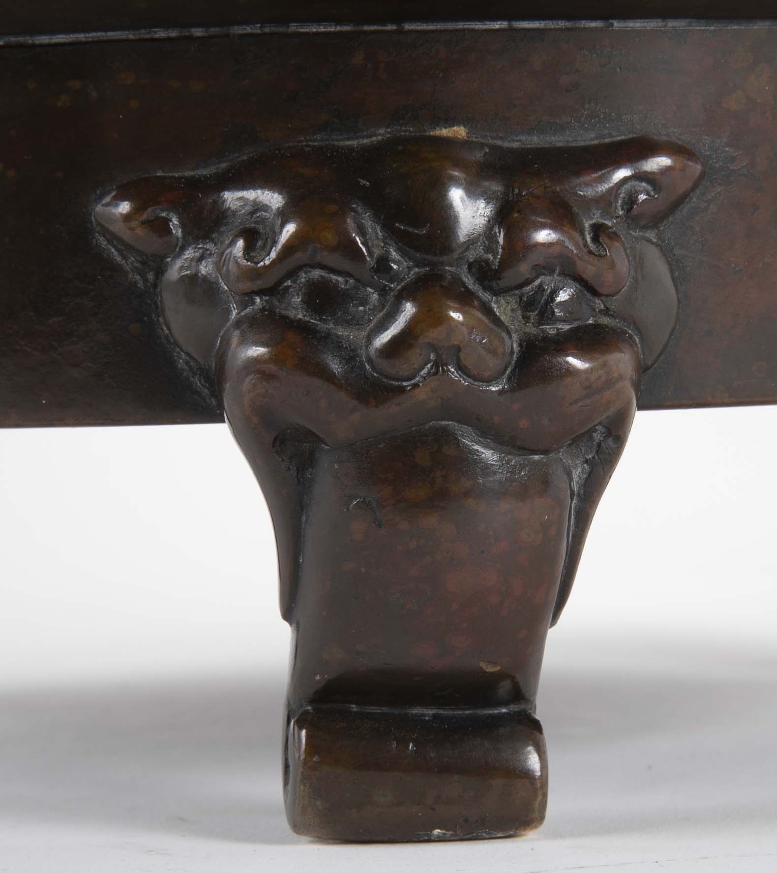A Japanese Meiji Period Patinated Bronze Censer