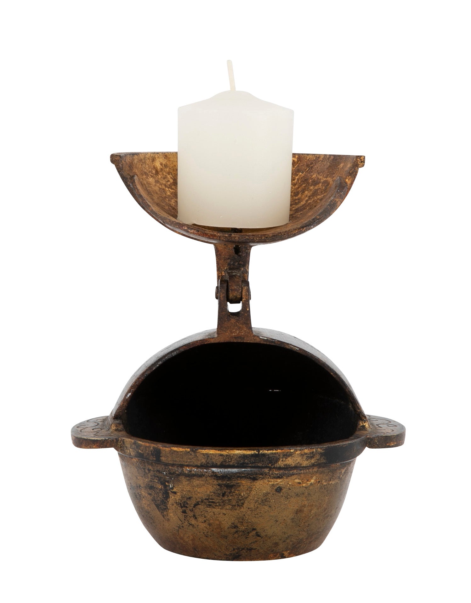 Japanese Gilt Bronze Candle Holder of Ear Cup Form