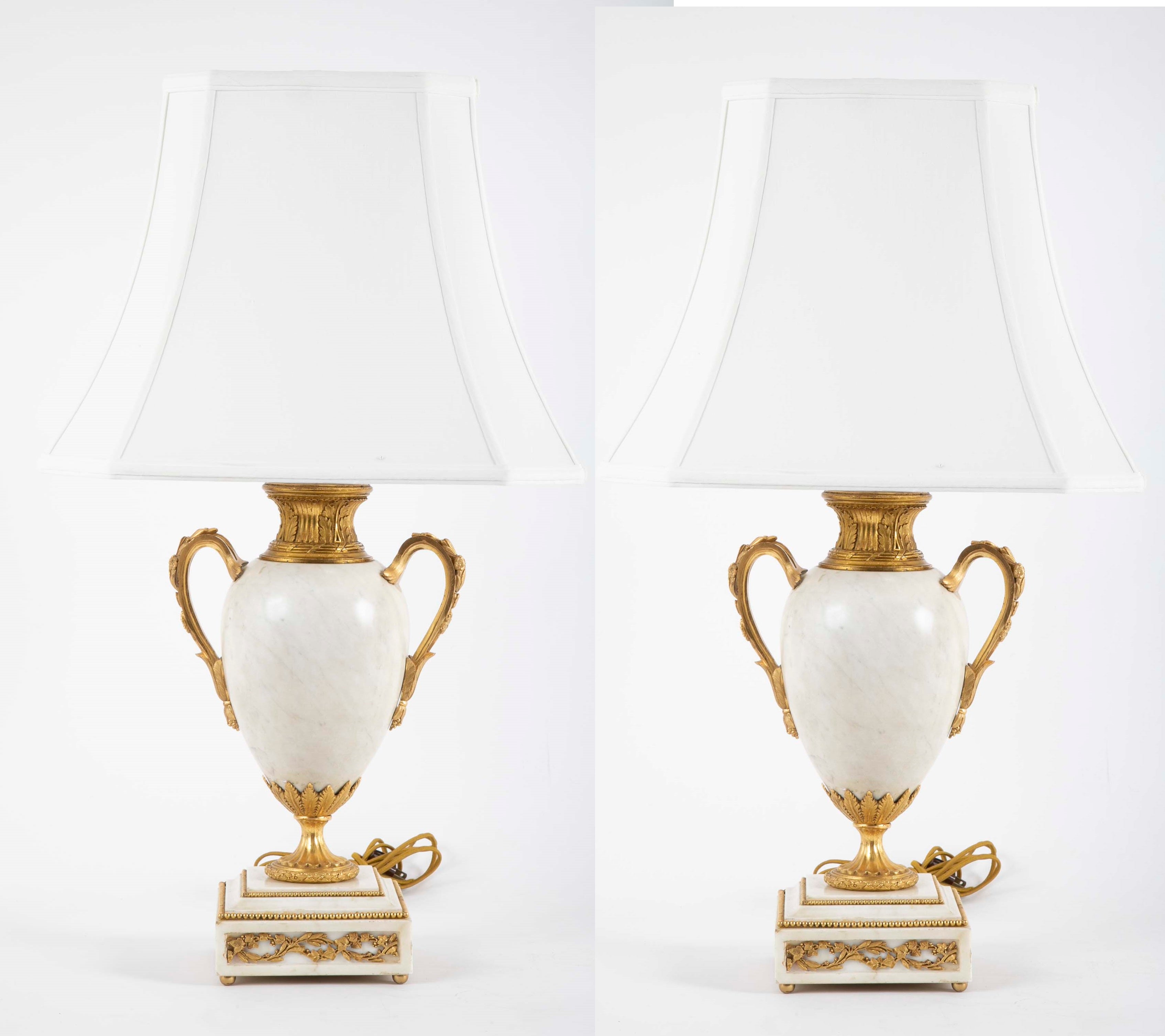 Pair of Louis XVI Style Marble Lamps