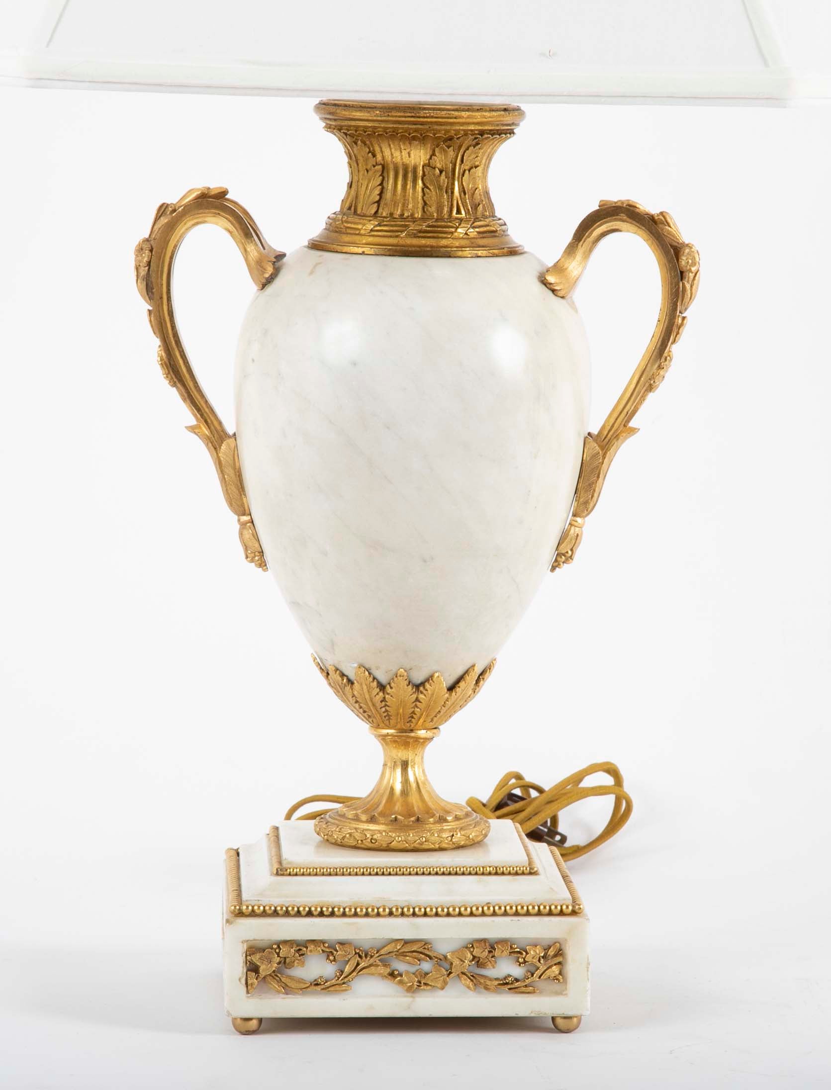Pair of Louis XVI Style Marble Lamps