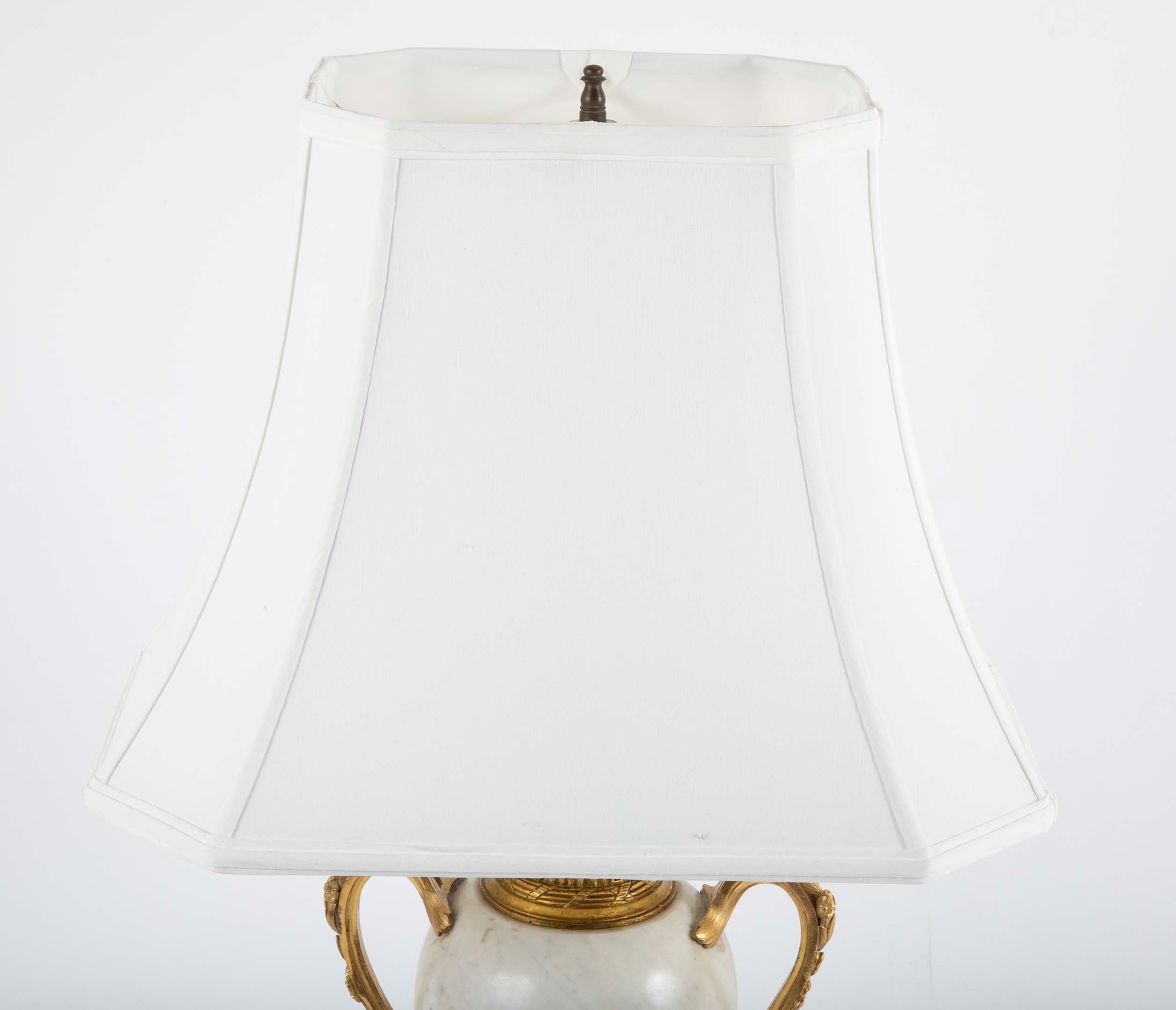 Pair of Louis XVI Style Marble Lamps