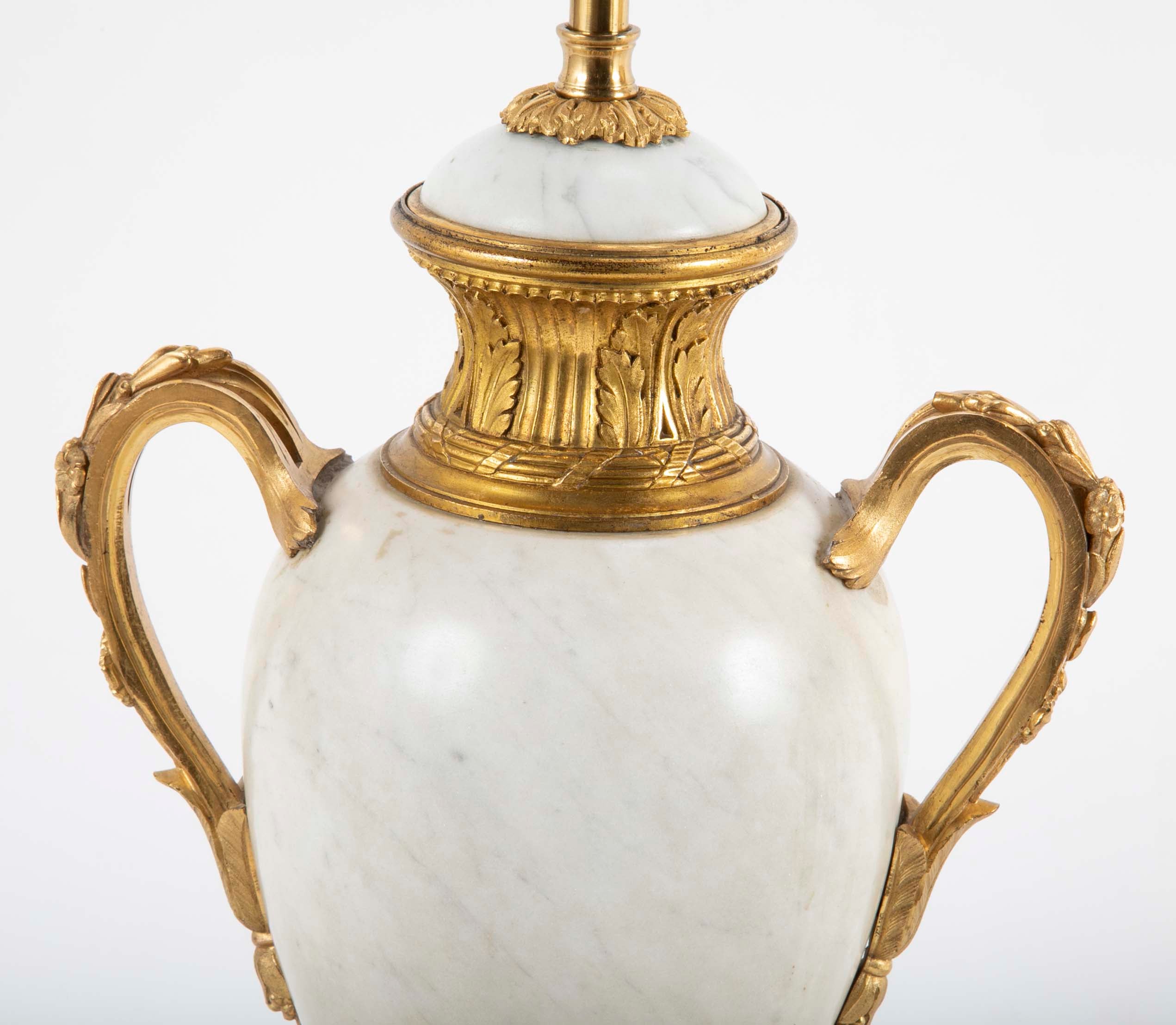 Pair of Louis XVI Style Marble Lamps