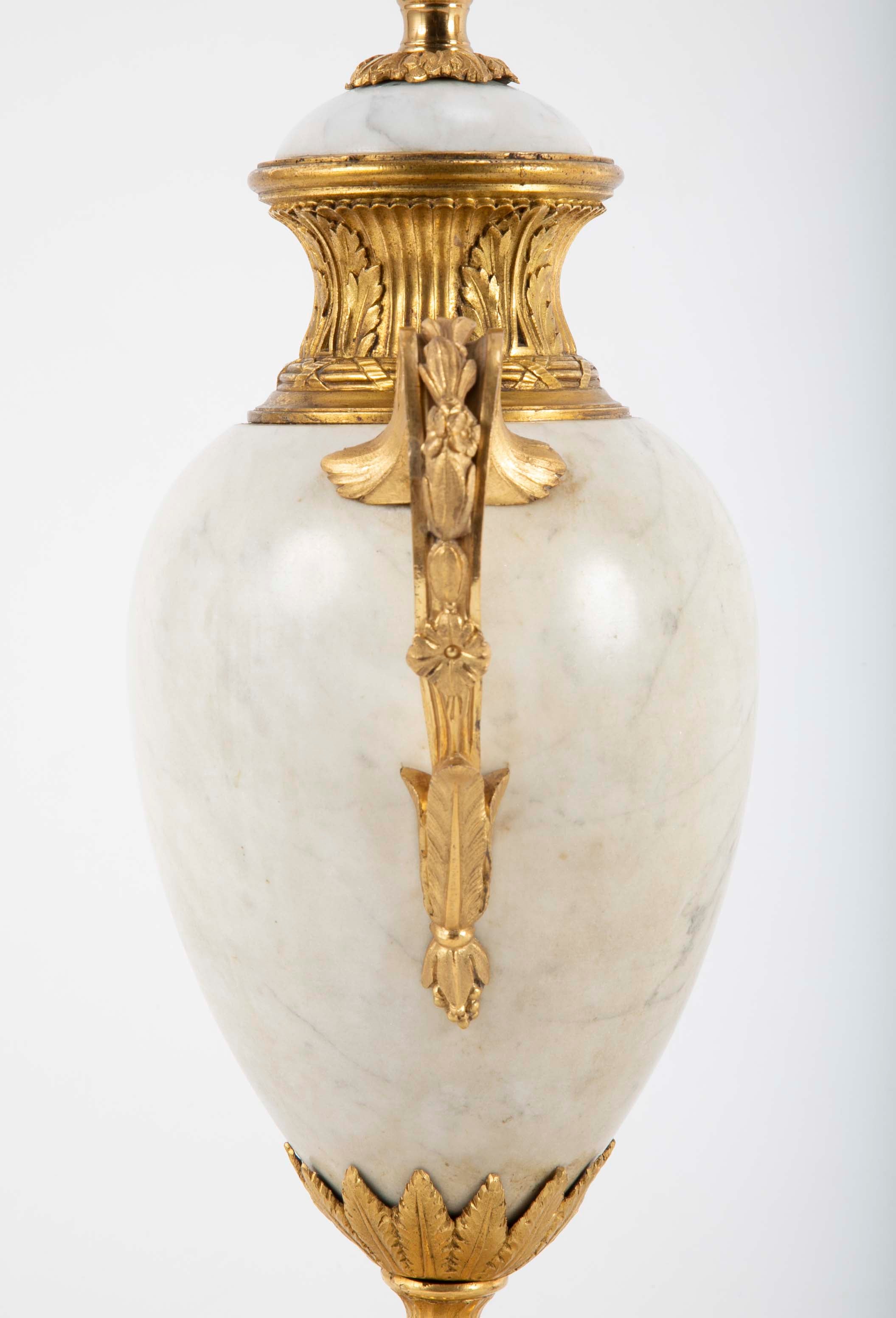 Pair of Louis XVI Style Marble Lamps