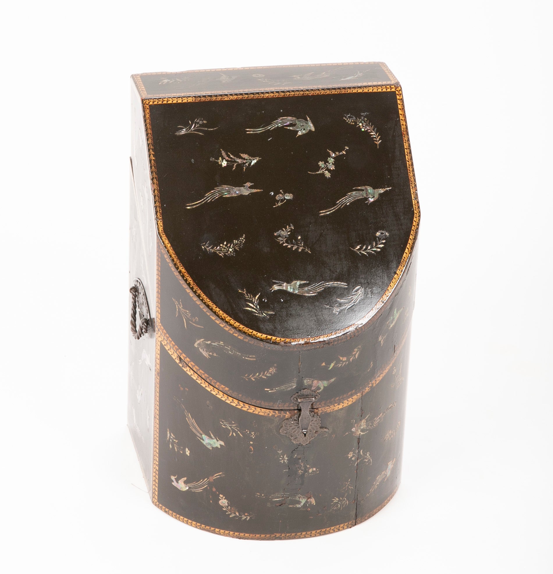 Rare Pair of Japanese Nagasaki Export Lacquered Wood Knife Boxes