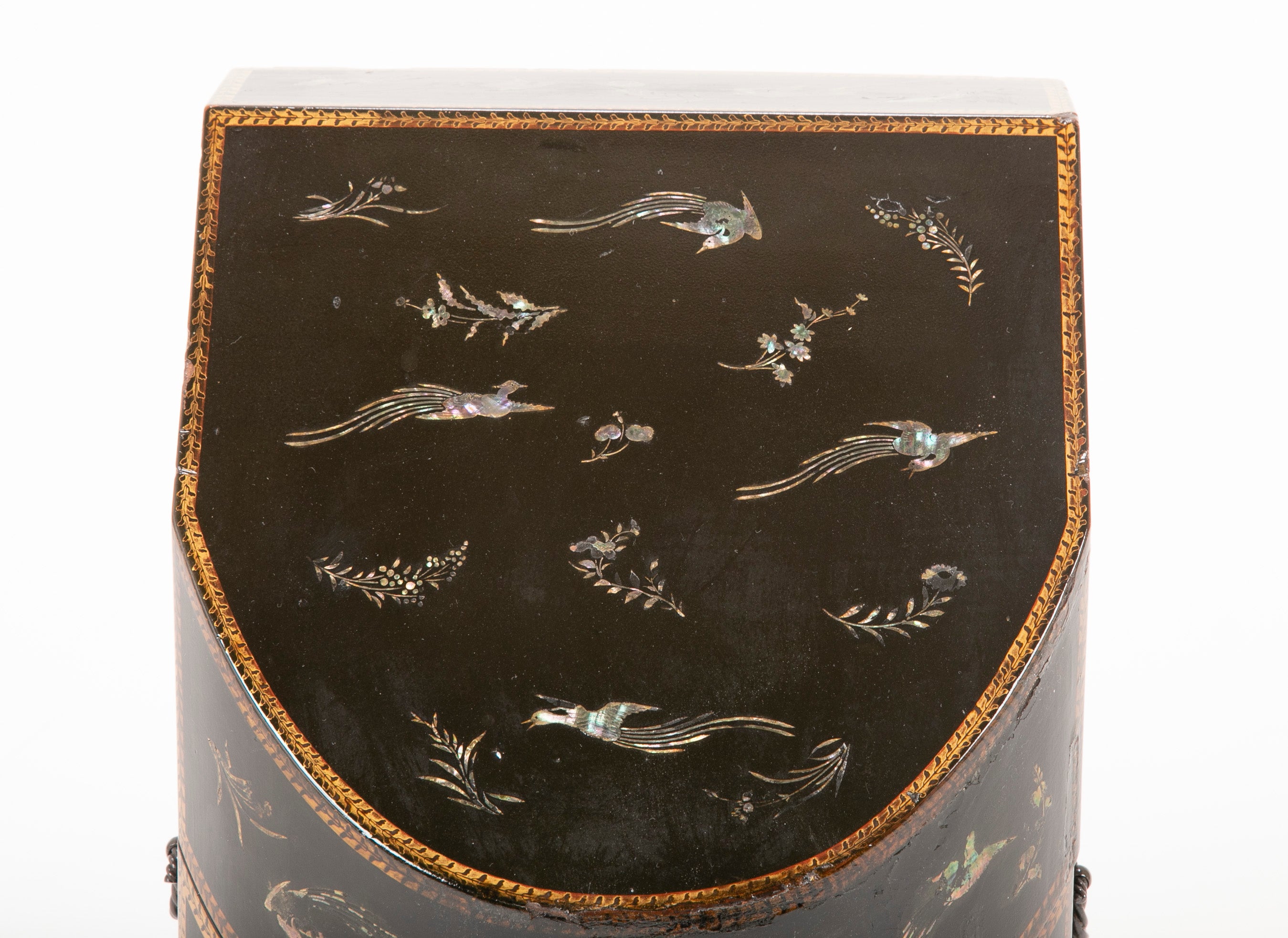 Rare Pair of Japanese Nagasaki Export Lacquered Wood Knife Boxes